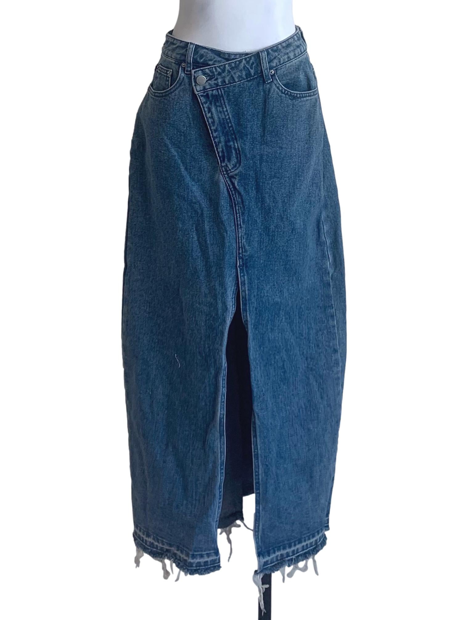 Spruce Blue Sheath Jeans Skirts YHF