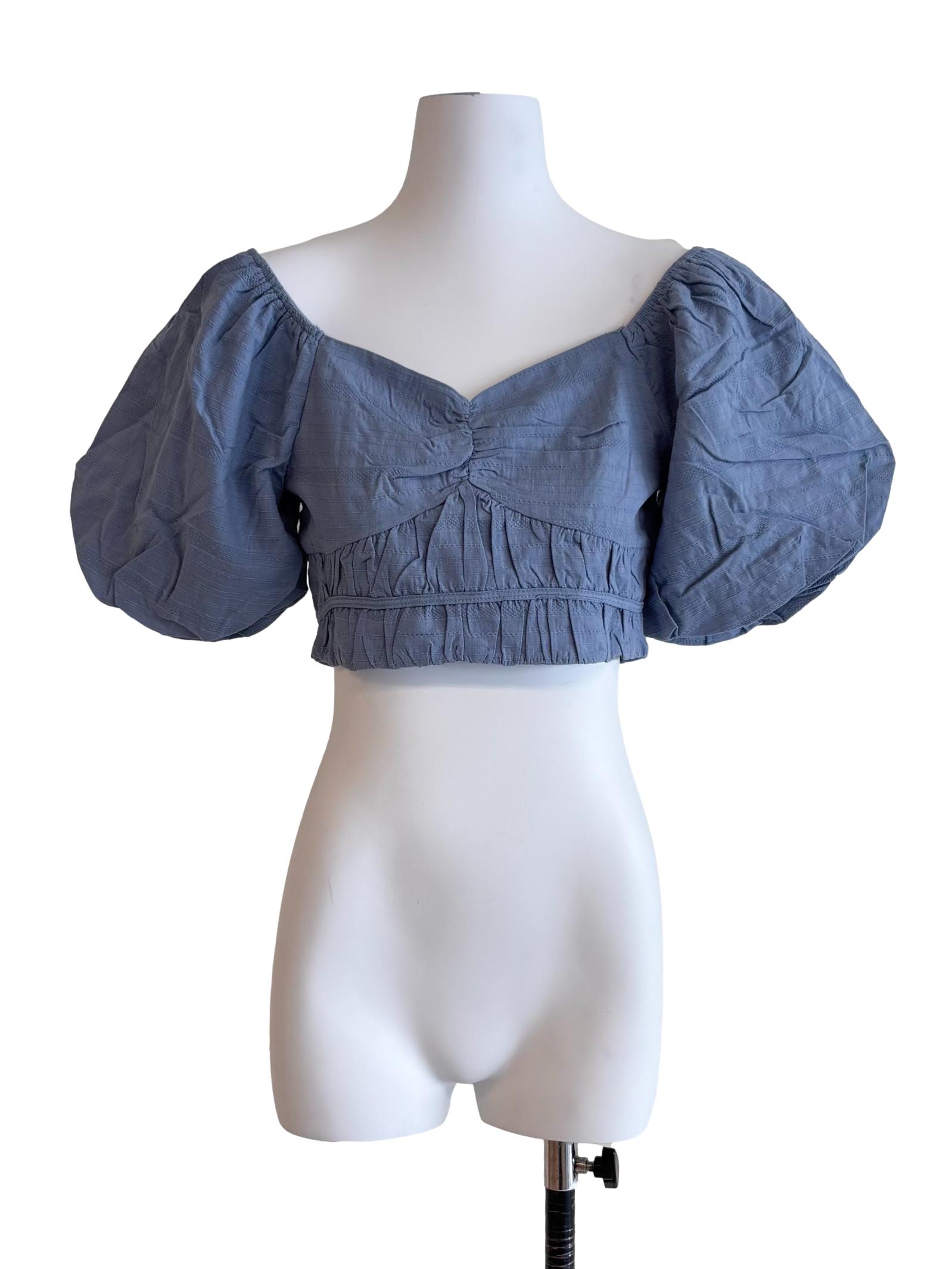 Aegean Blue Sweetheart Neckline Crop Top