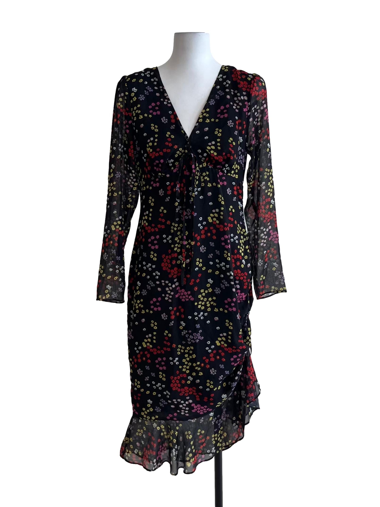Black Floral Empire Dress