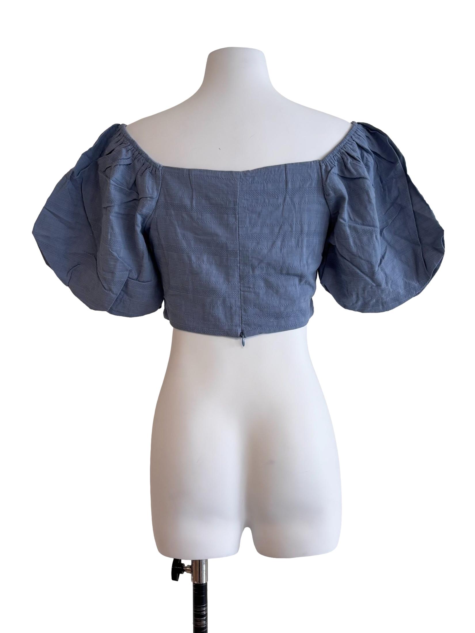 Aegean Blue Sweetheart Neckline Crop Top