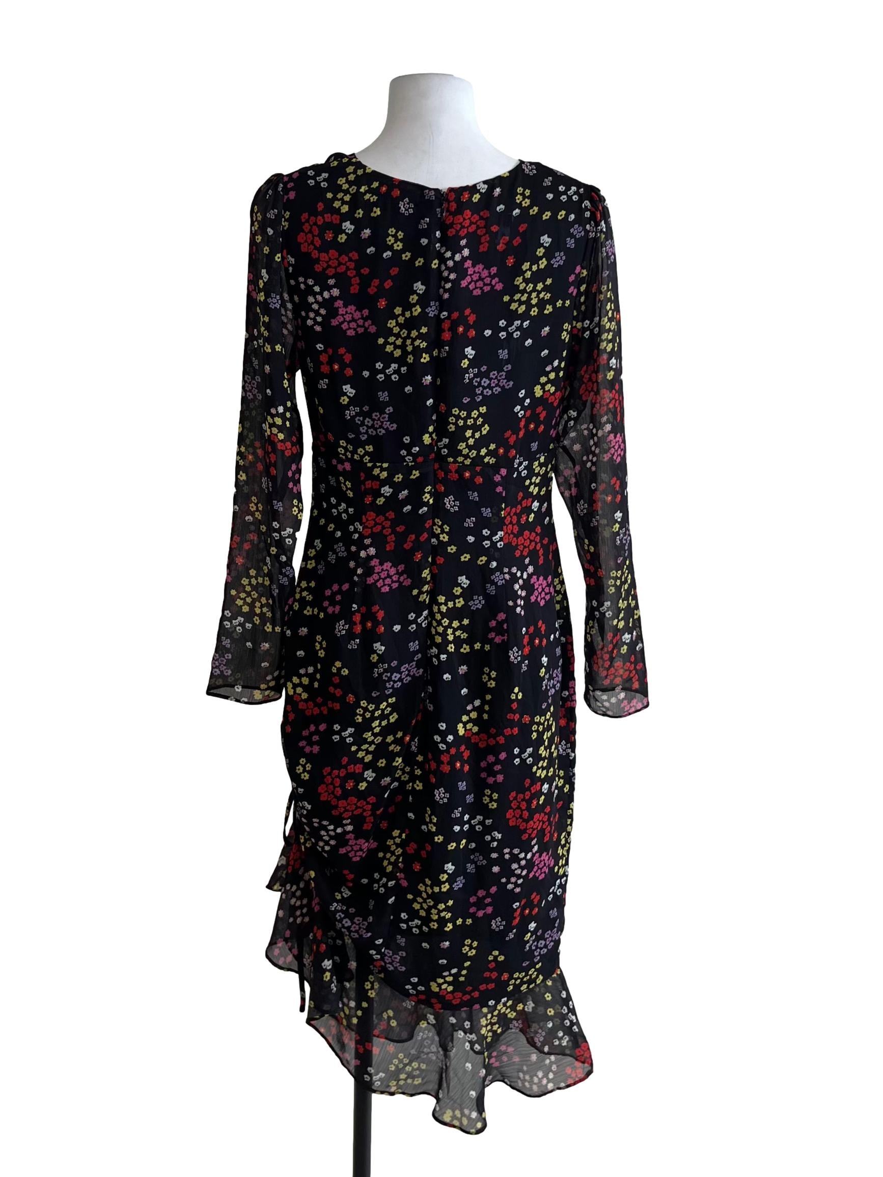Black Floral Empire Dress