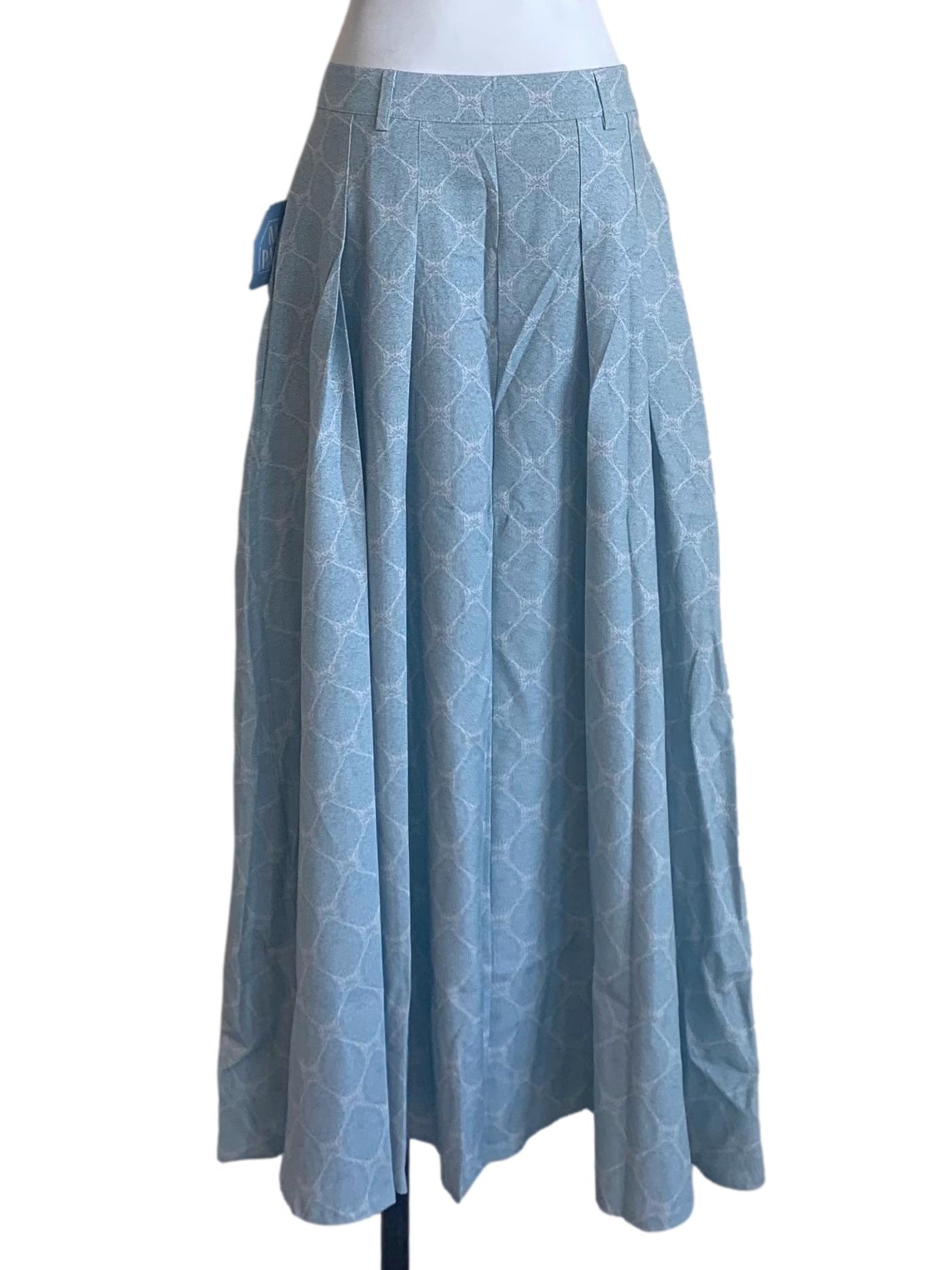 Sky Blue Box Pleated Skirts