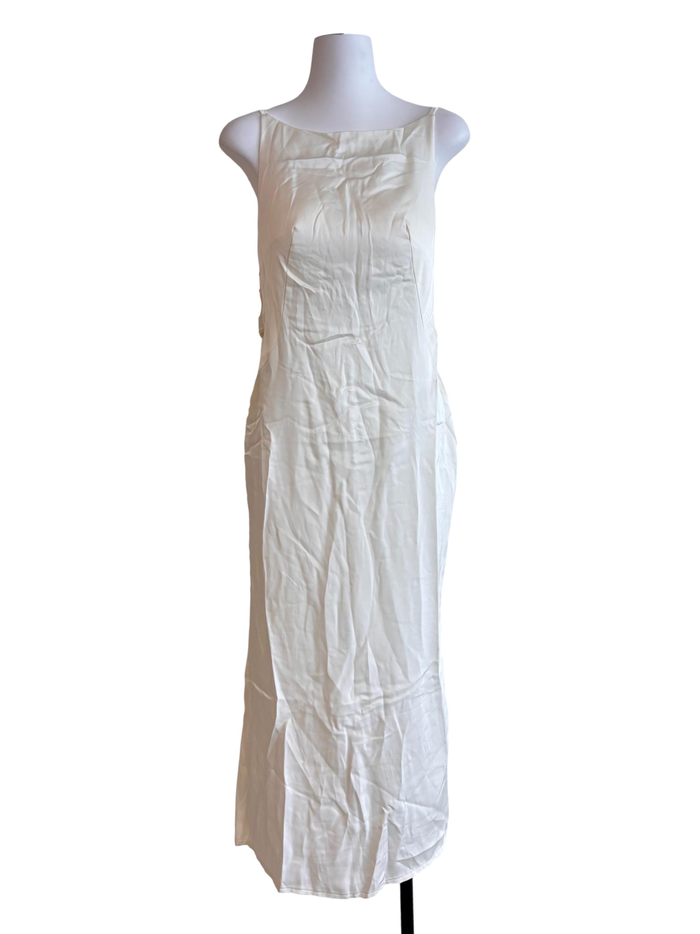 Off White Backless Bias Cut Dress