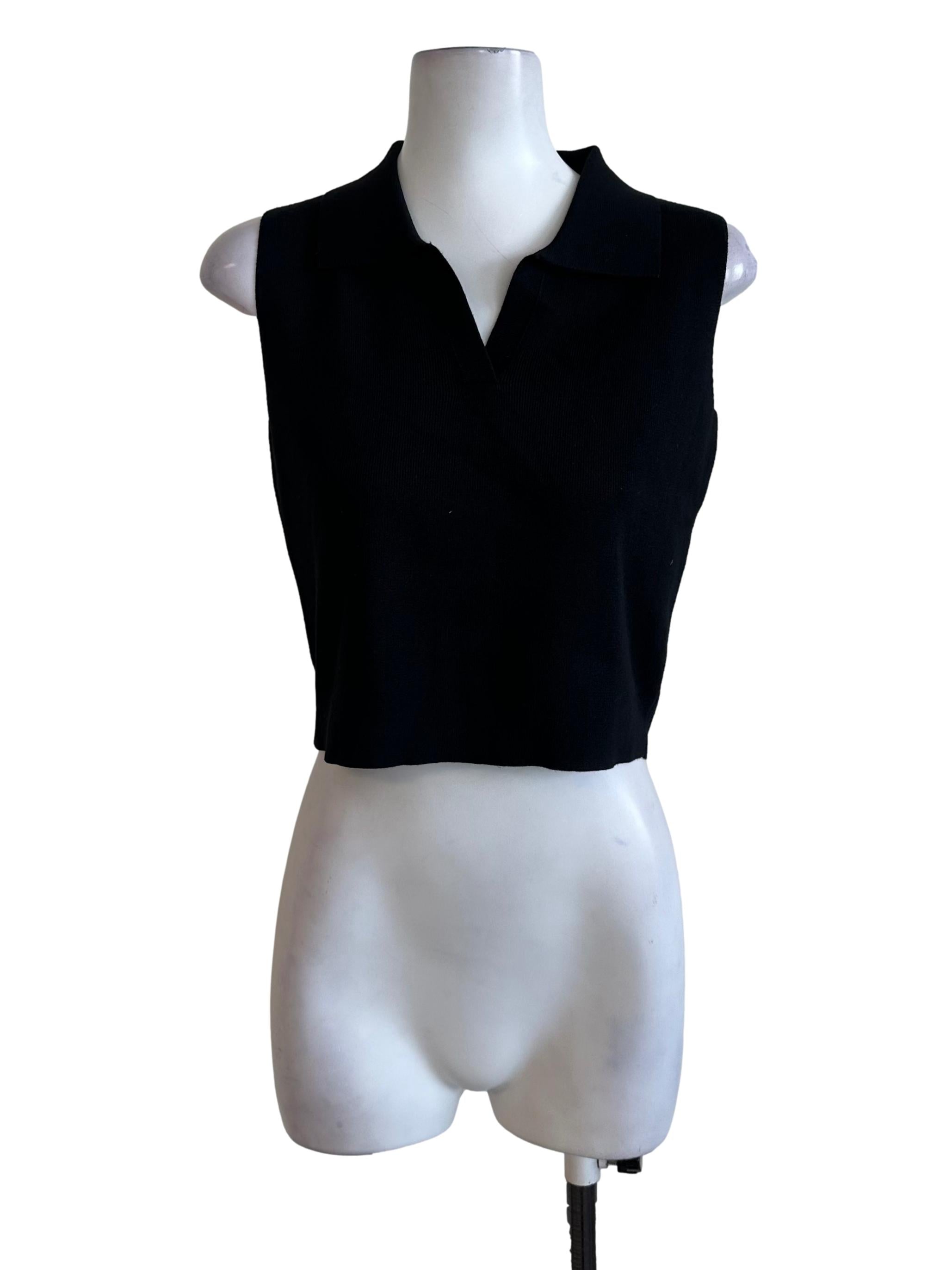 Onyx Black Knit Collar Top