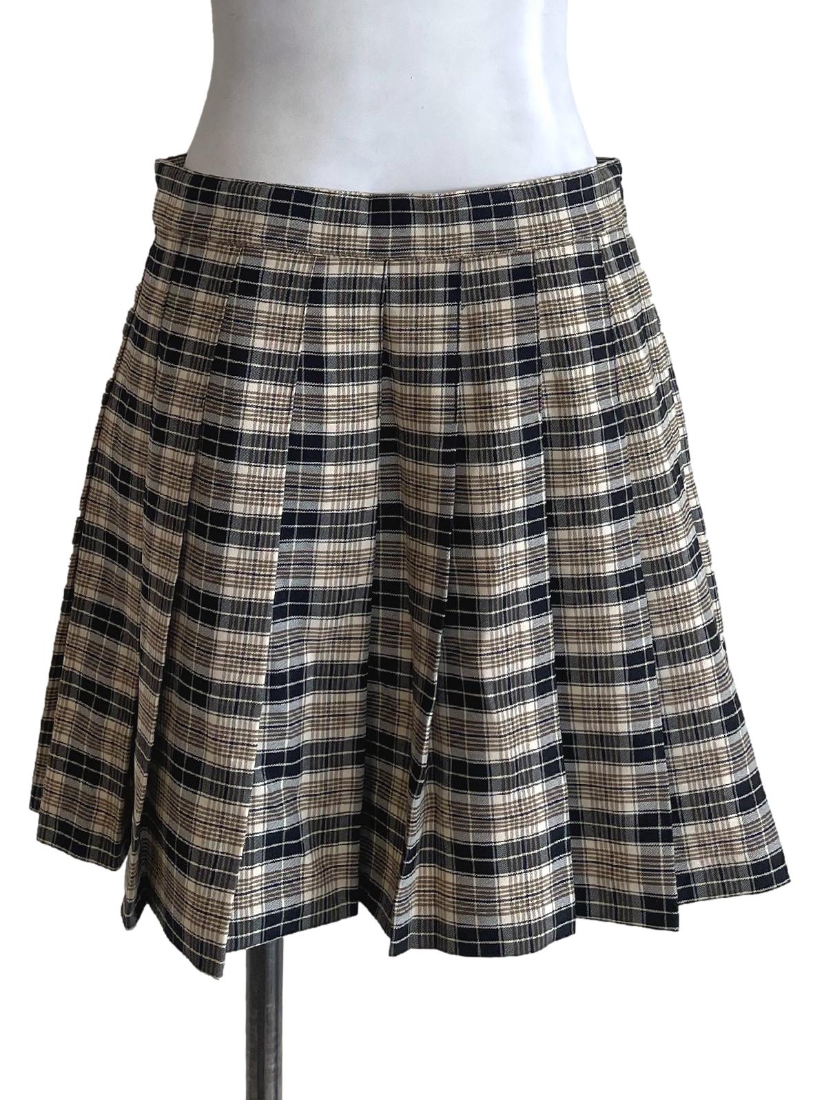 Brown And Blue Checked Skorts