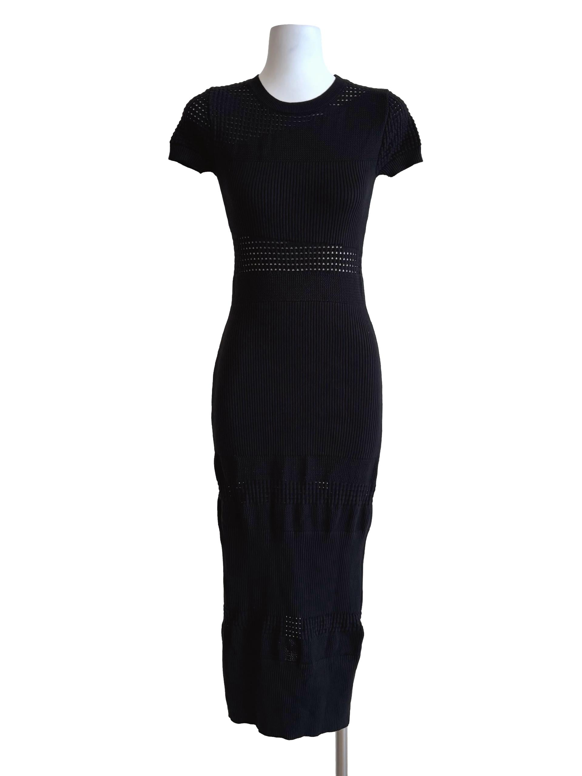 Black Ribbed Bodycon Dress