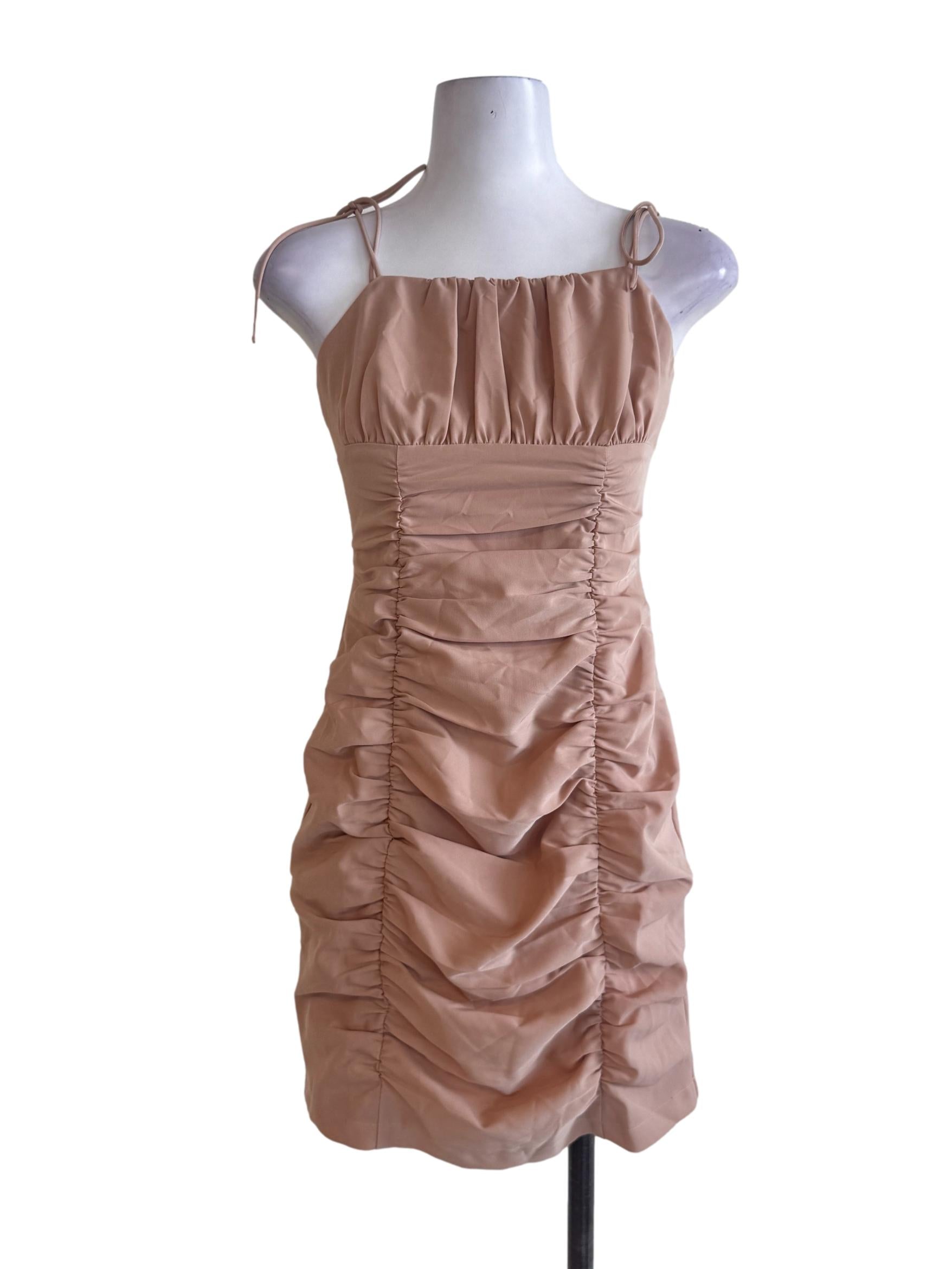 Brown Ruched Dress