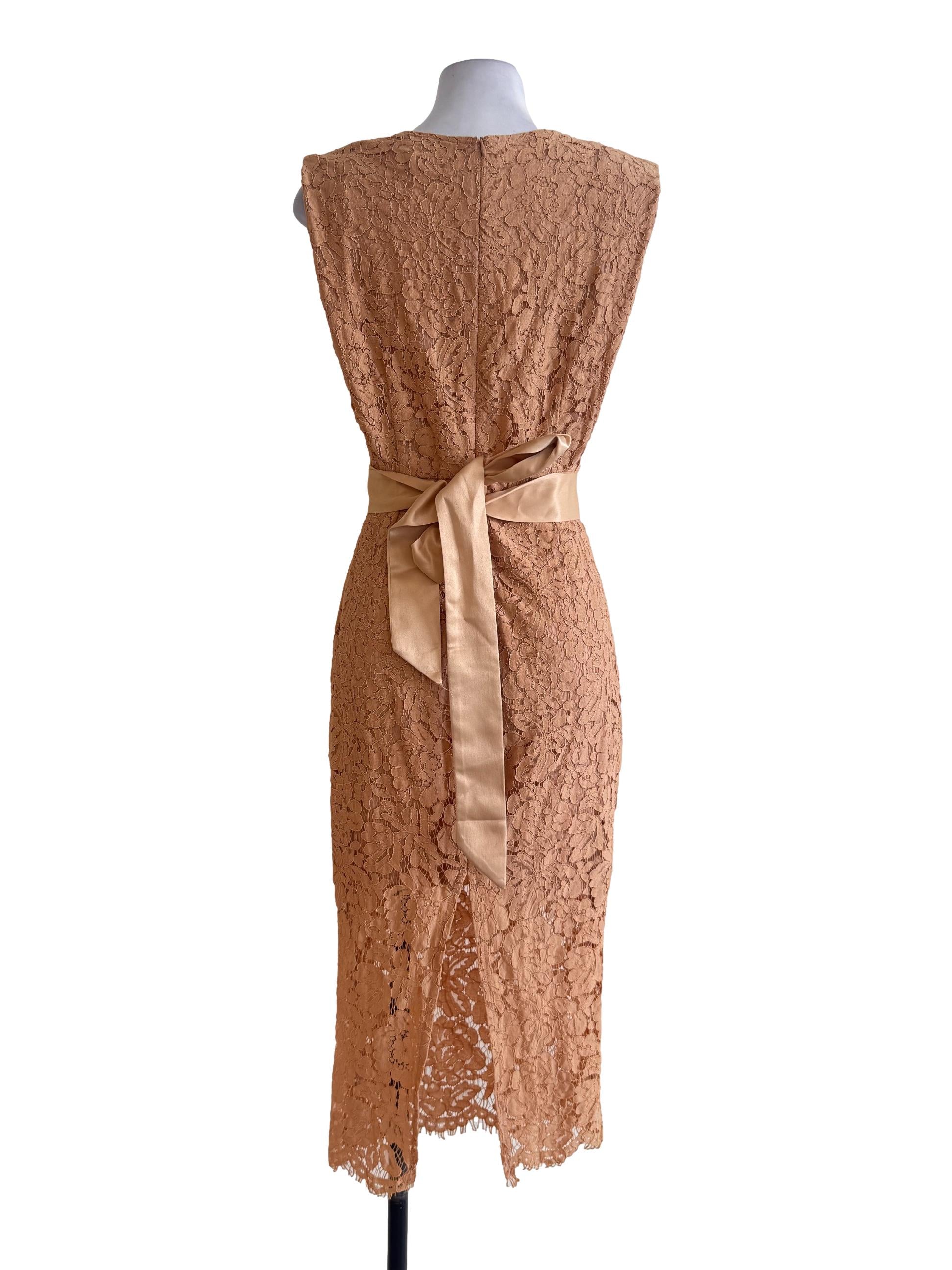 Brown Laced Sleeveless Dress