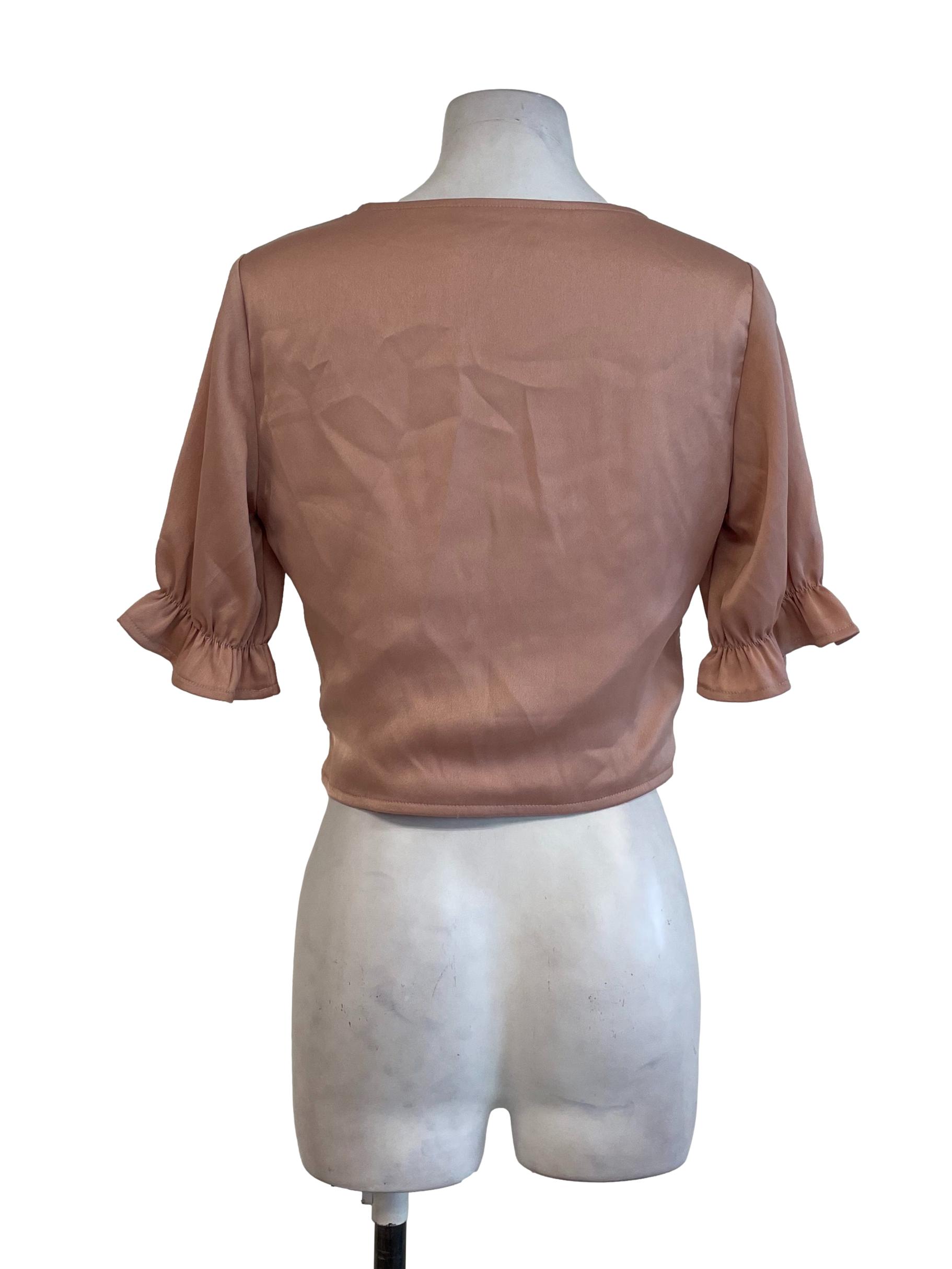 Salmon Pink Ruched Tops