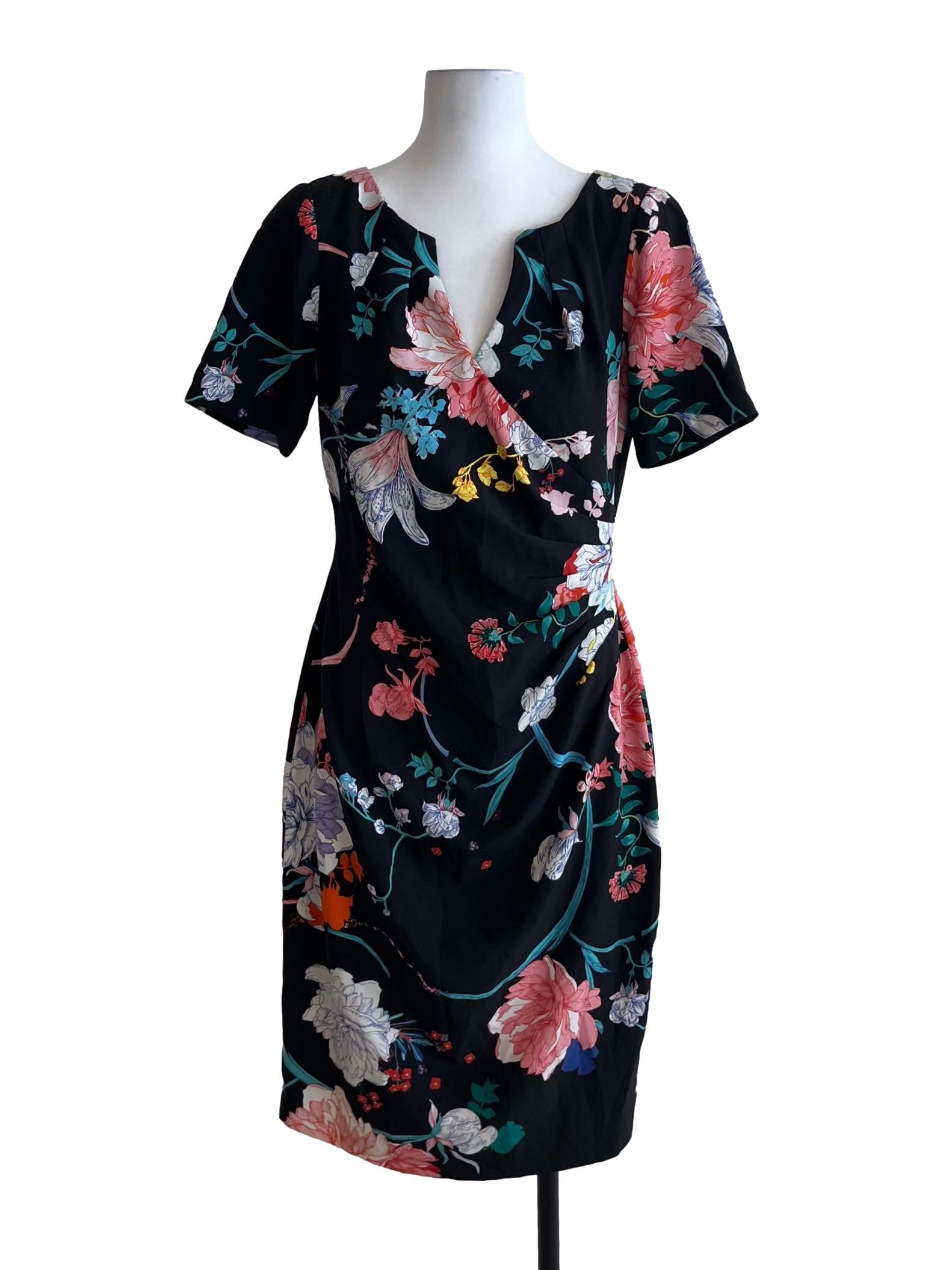 Black Floral Empire Dress