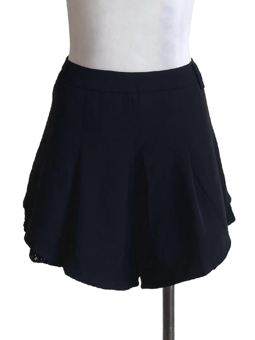 Black Lace Hem Shorts