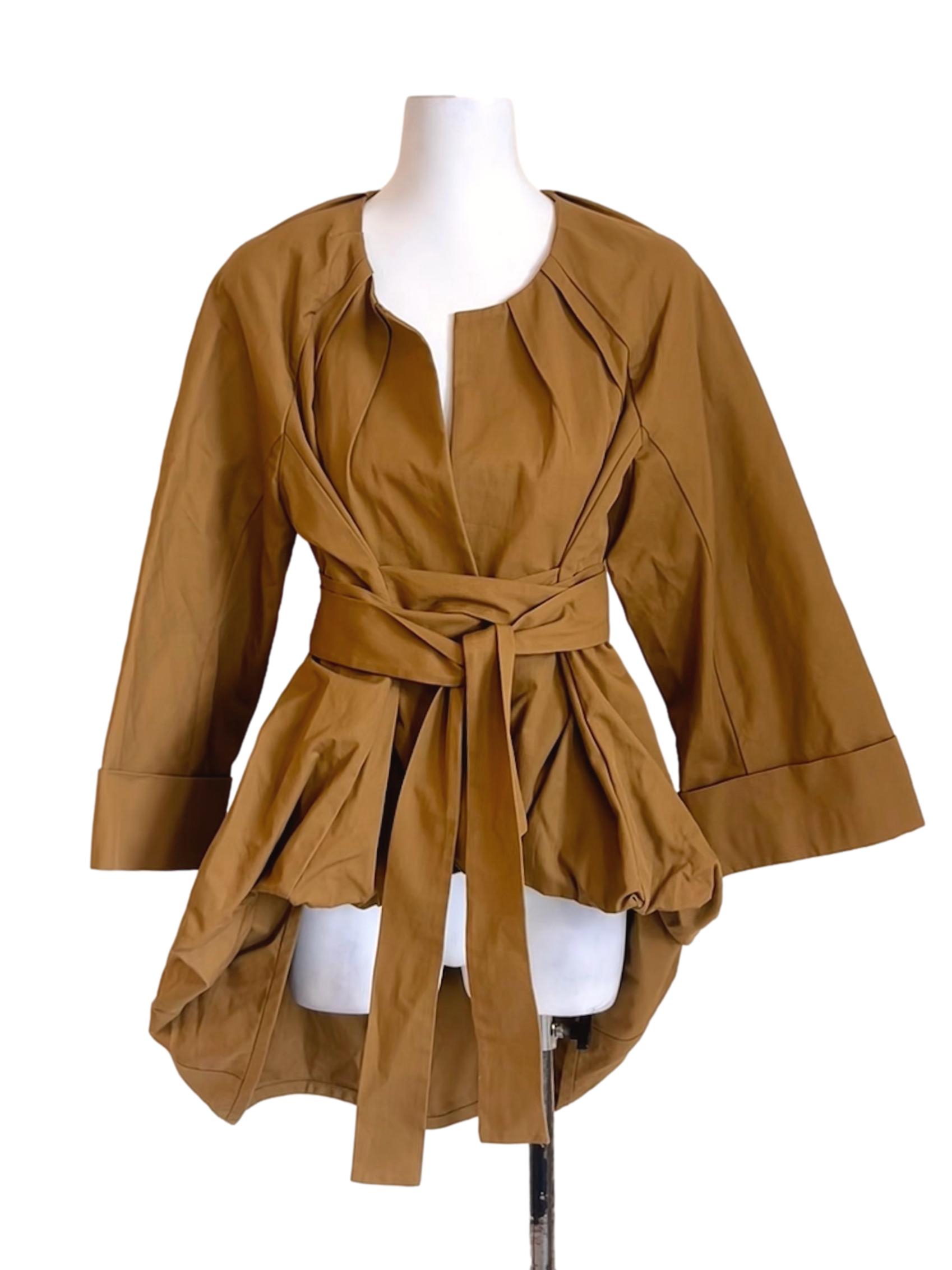 Carob Brown Tie Front Structural Jacket