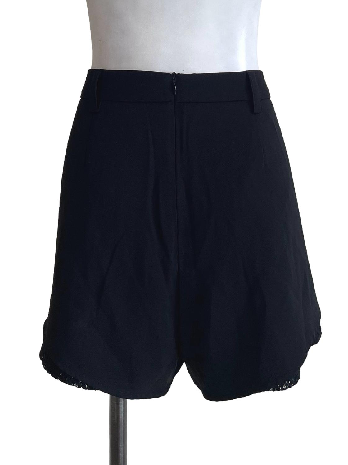 Black Lace Hem Shorts