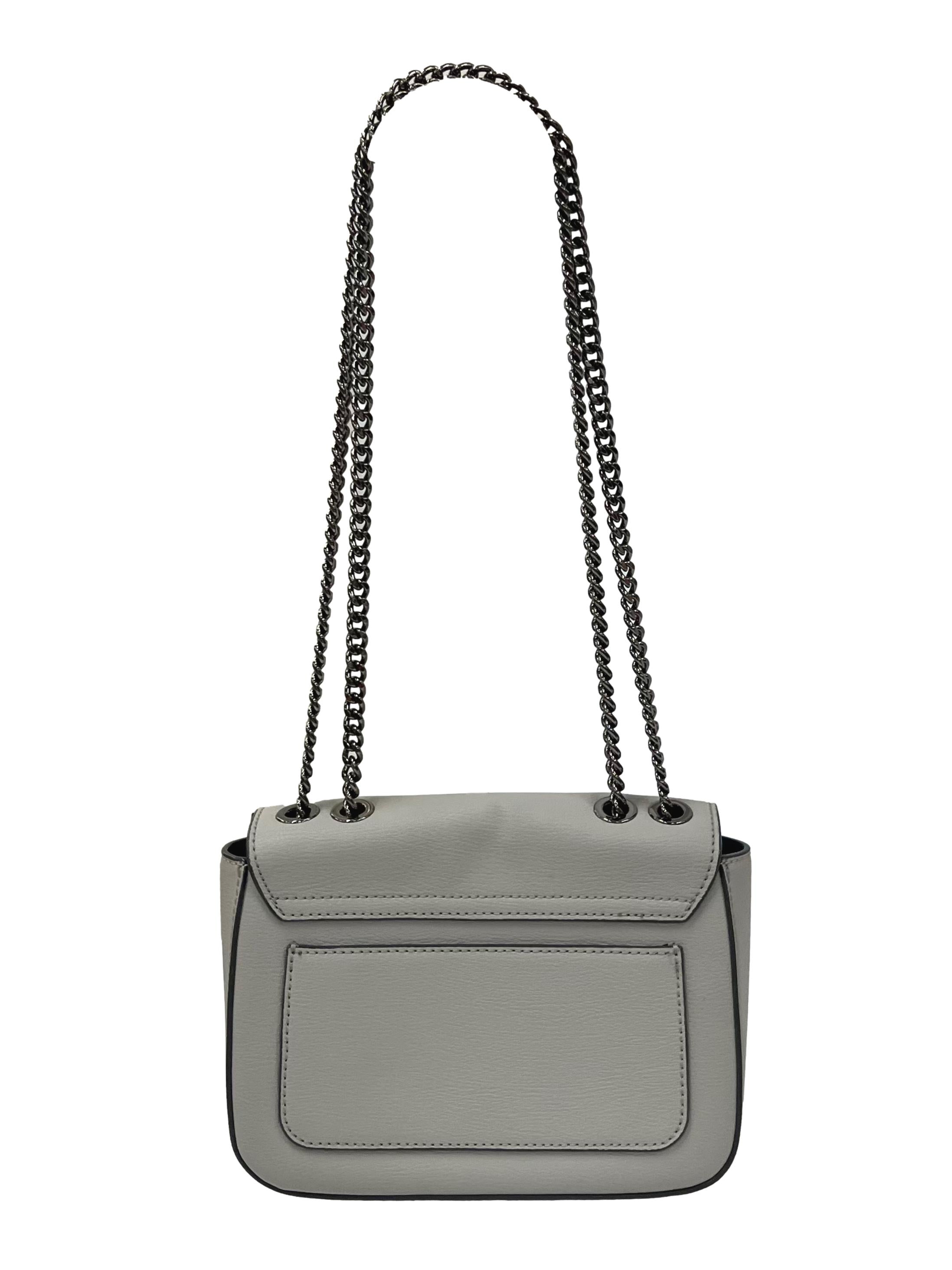 Light Grey Sue Chain Strap Shoulder Bag