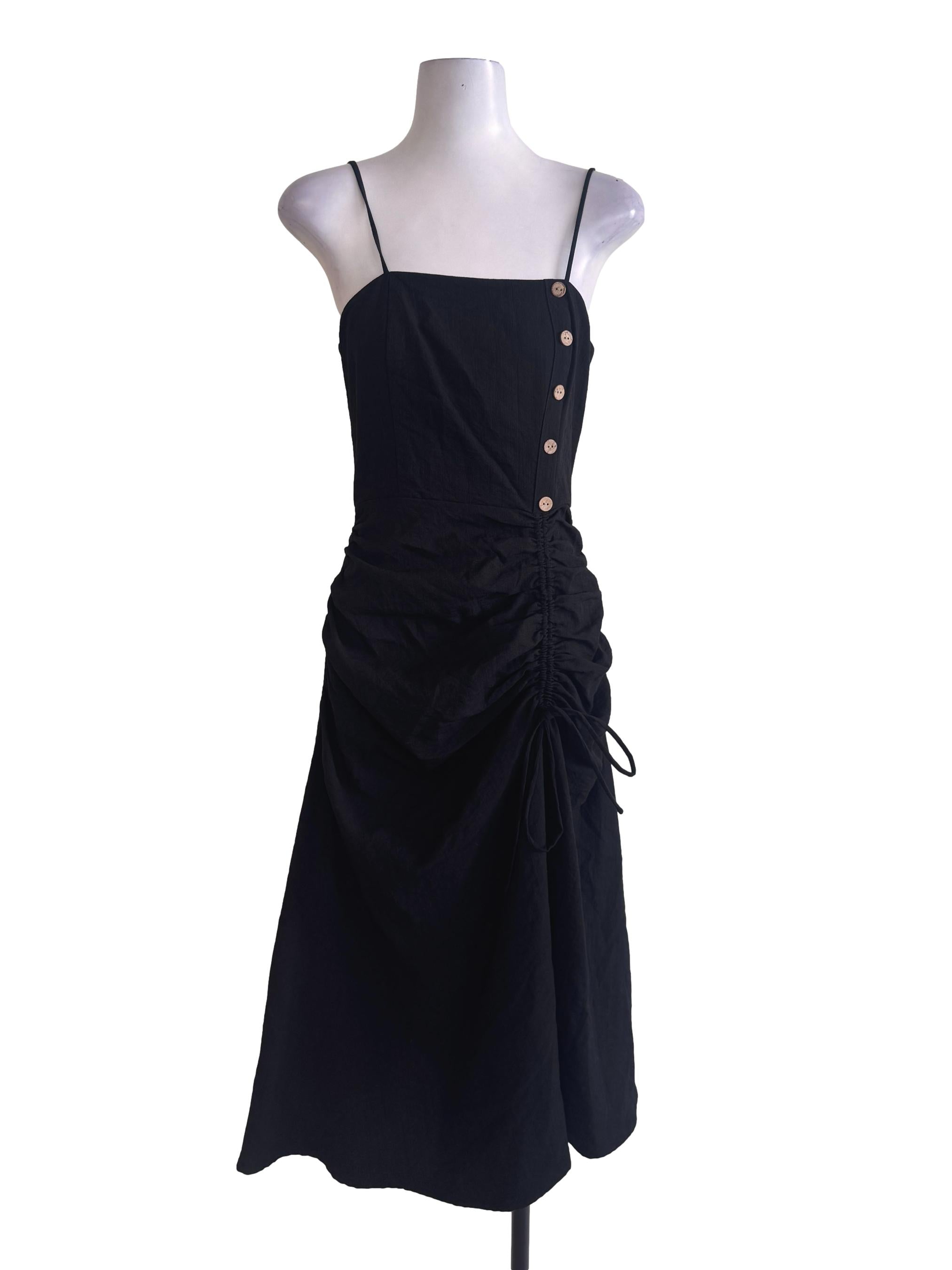 Black Ruched Sleeveless Dress