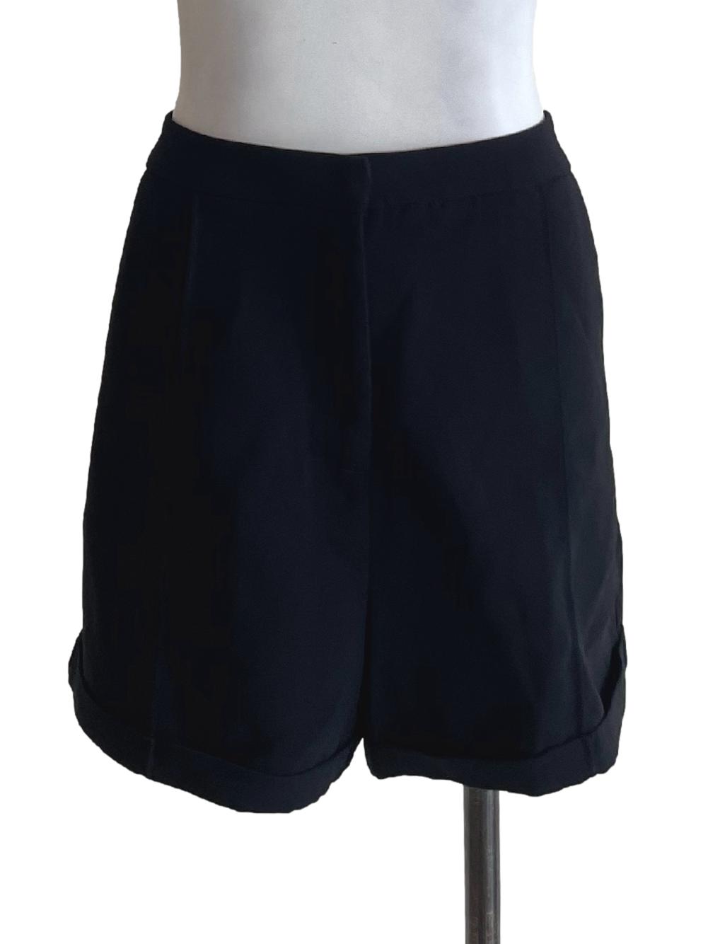 Black Folded Hem Shorts