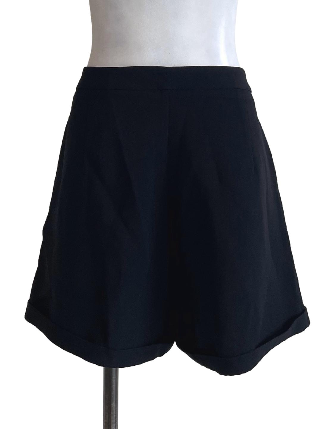 Black Folded Hem Shorts