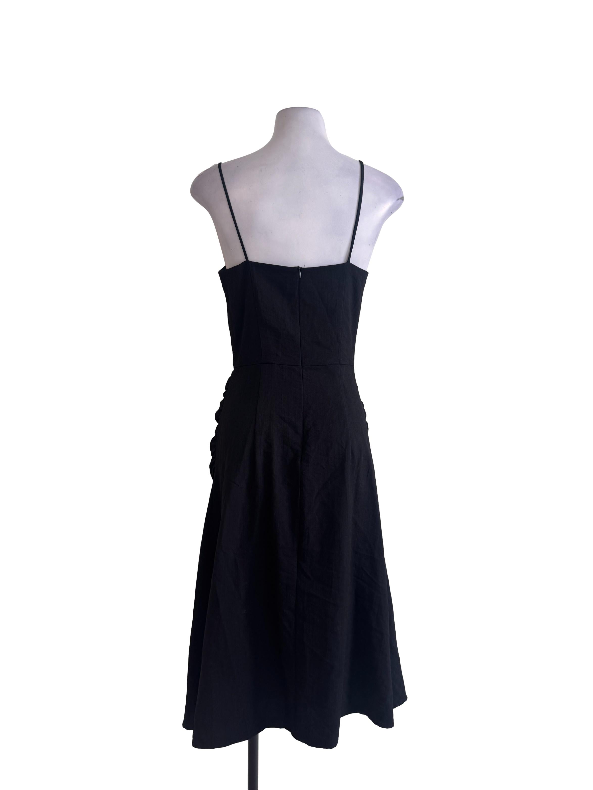 Black Ruched Sleeveless Dress