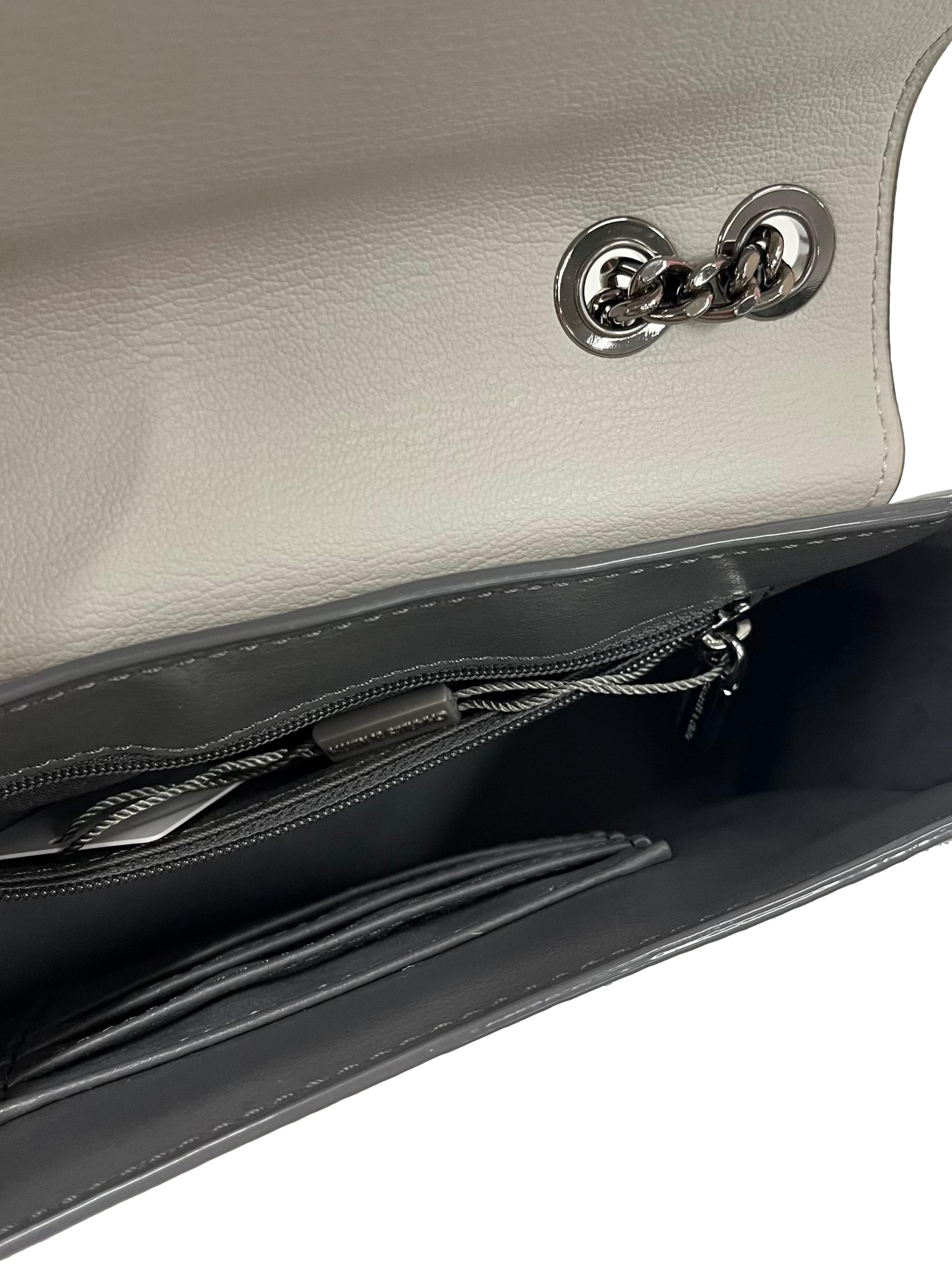 Light Grey Sue Chain Strap Shoulder Bag
