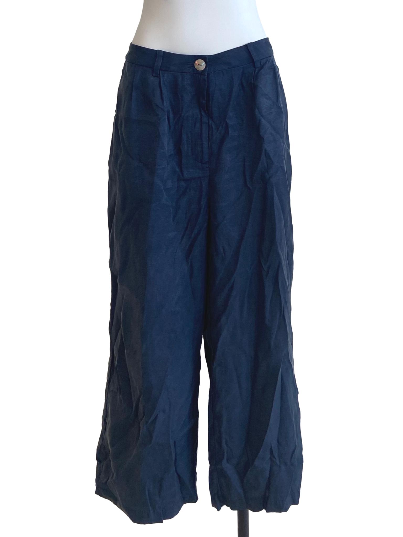 Navy Relaxed Pleat-Front Trousers OSN
