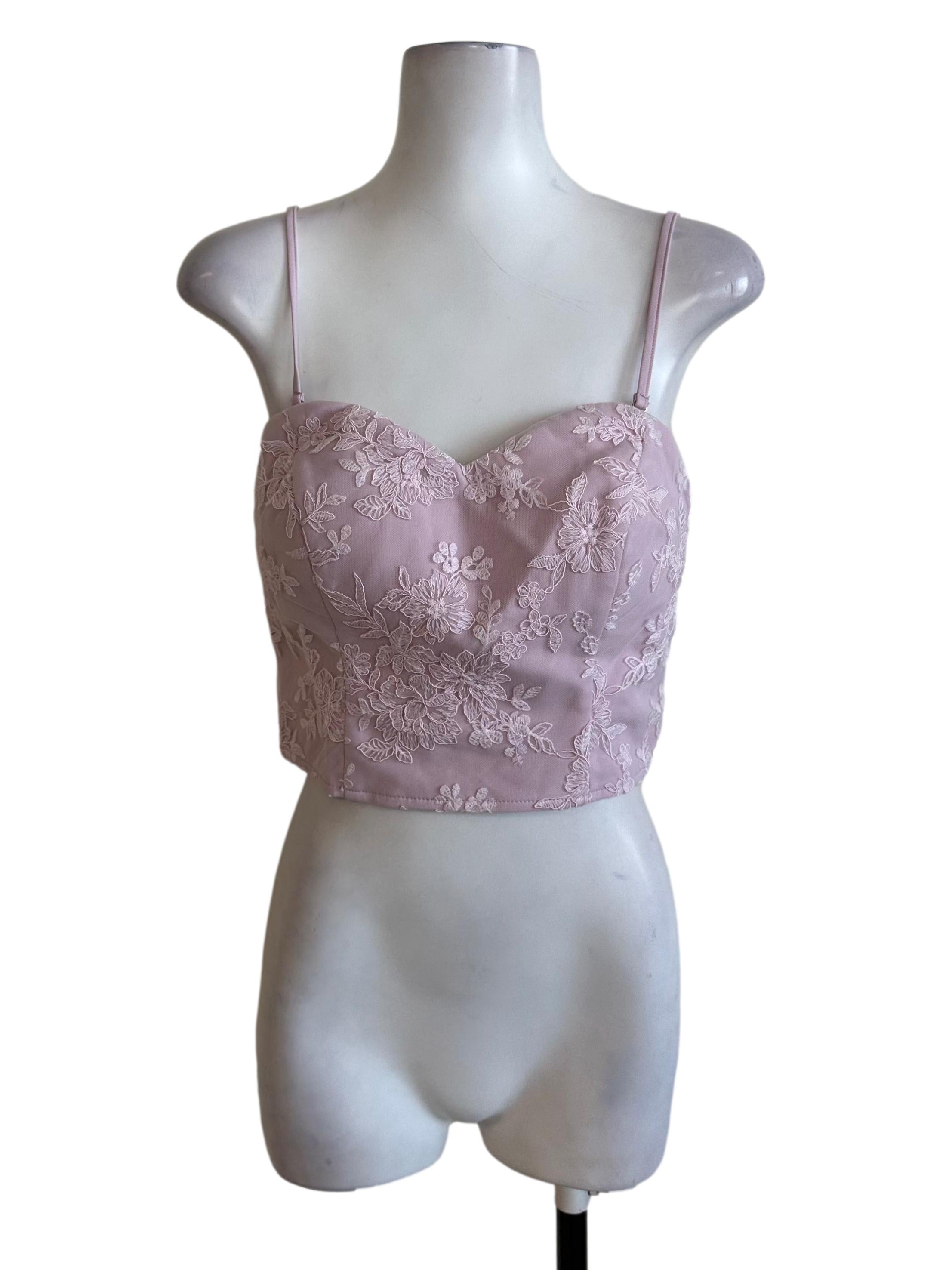 Pastel Pink Lace Sweetheart Spaghetti Strap Top