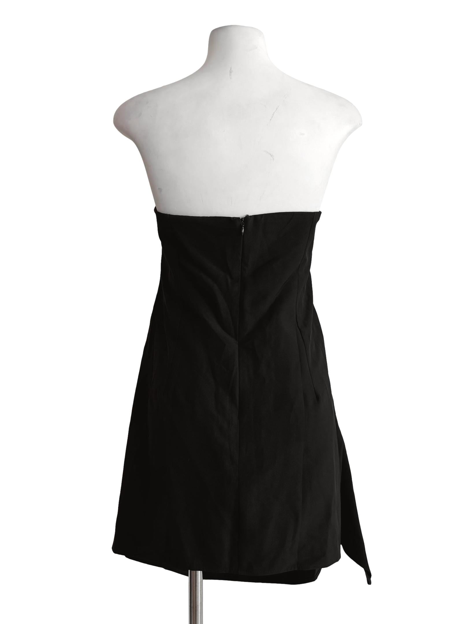Night Black Strapless Ruched Dress YHF
