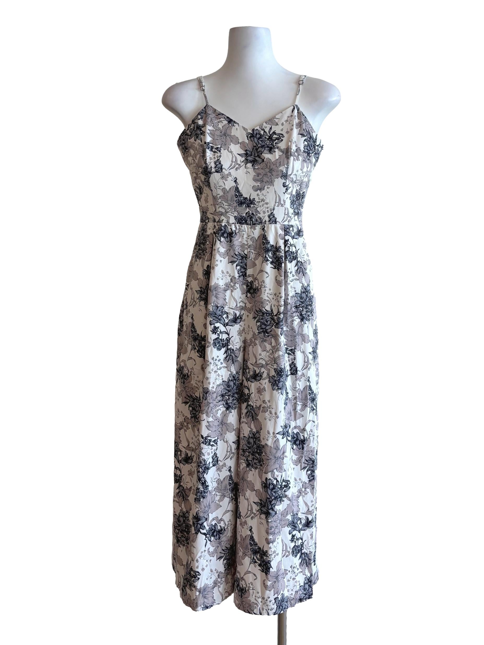 Floral White Spaghetti Strap Jumpsuit LB