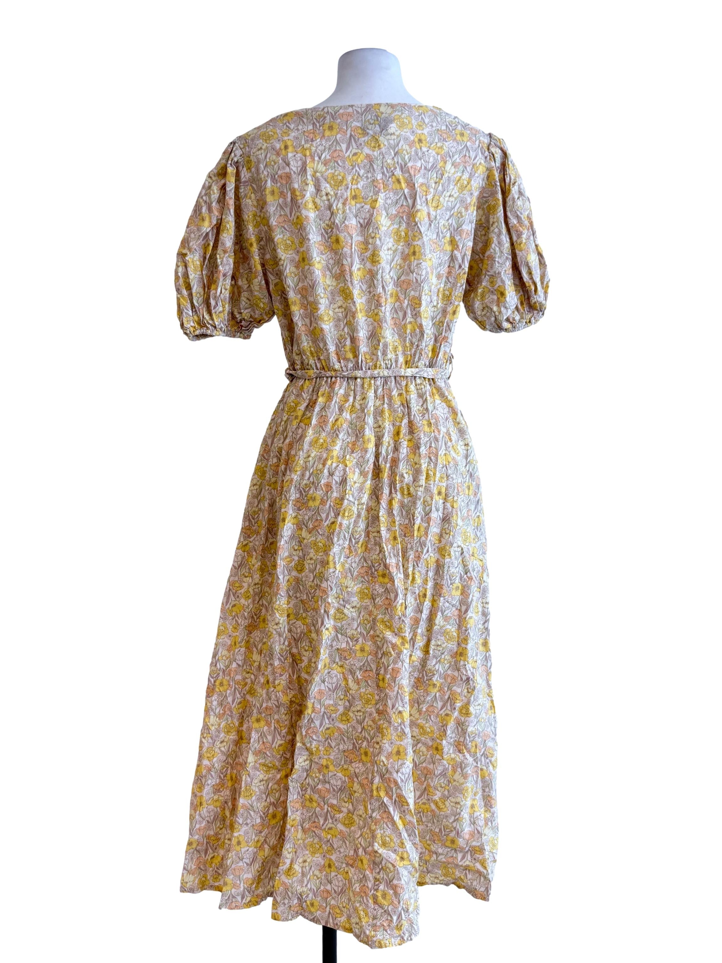 Yellow Floral Cotton Maxi Dress