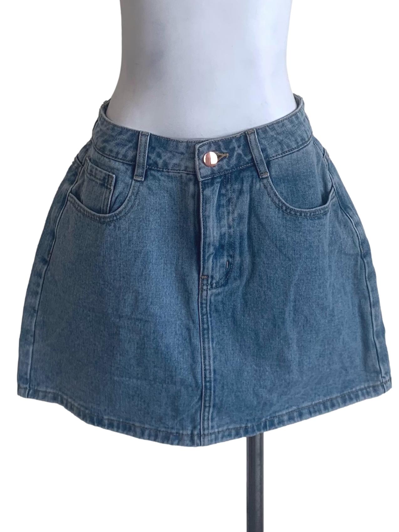 Denim Blue Mini Jeans Skirt