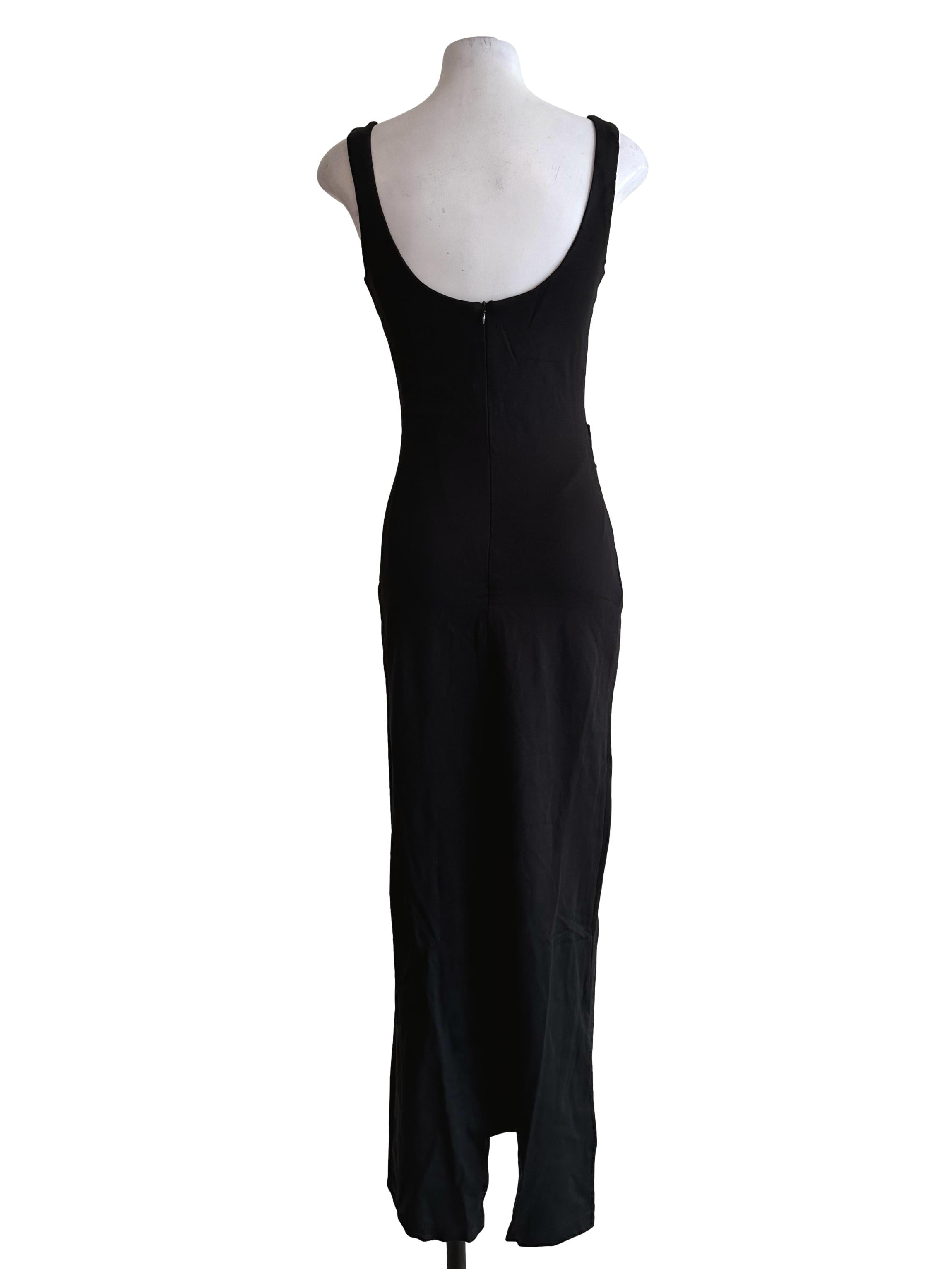 Black Padded Sleeveless Maxi Dress