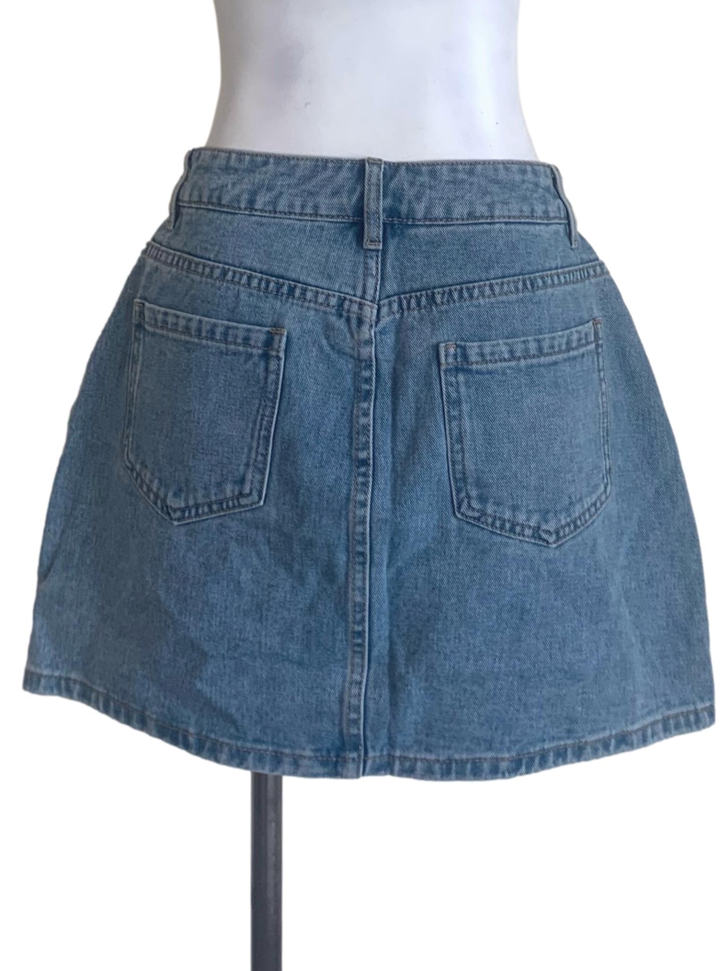 Denim Blue Mini Jeans Skirt