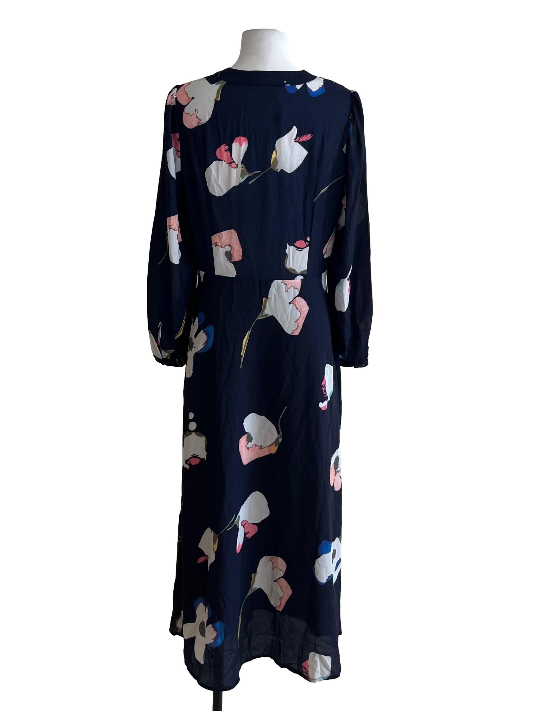Navy Blue Abstract Empire Dress