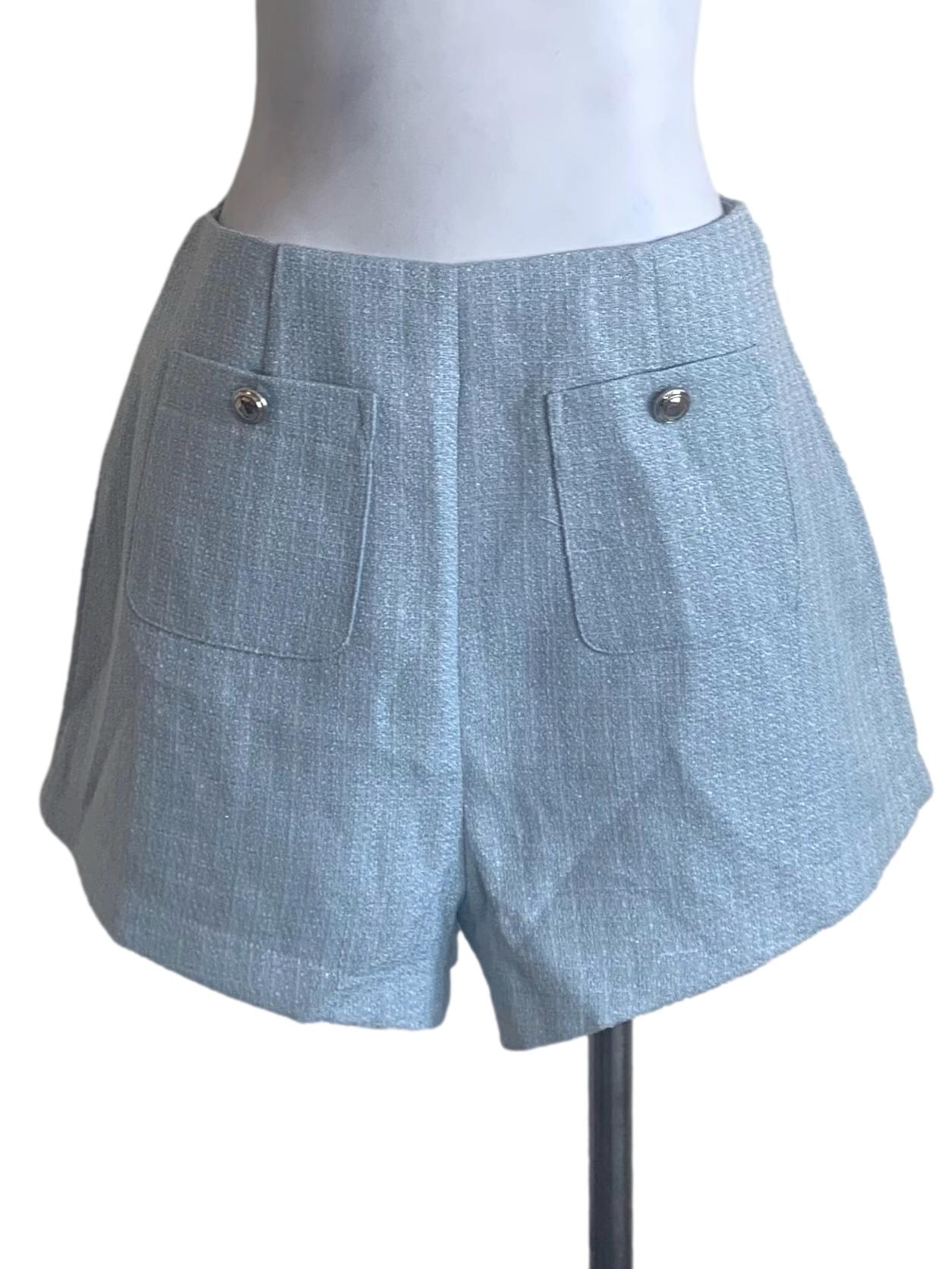 Sky Blue Tweed Shorts
