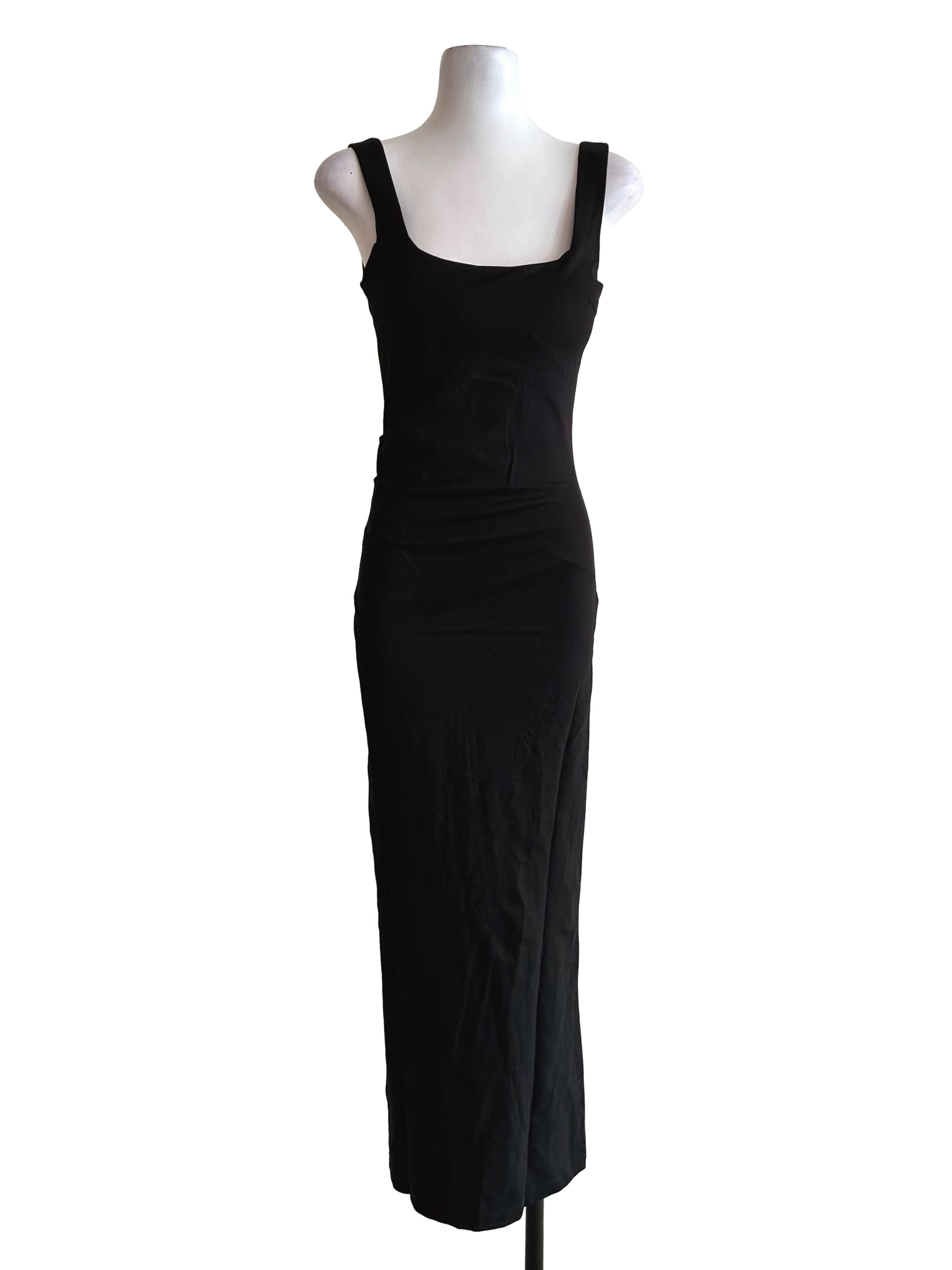 Black Padded Sleeveless Maxi Dress