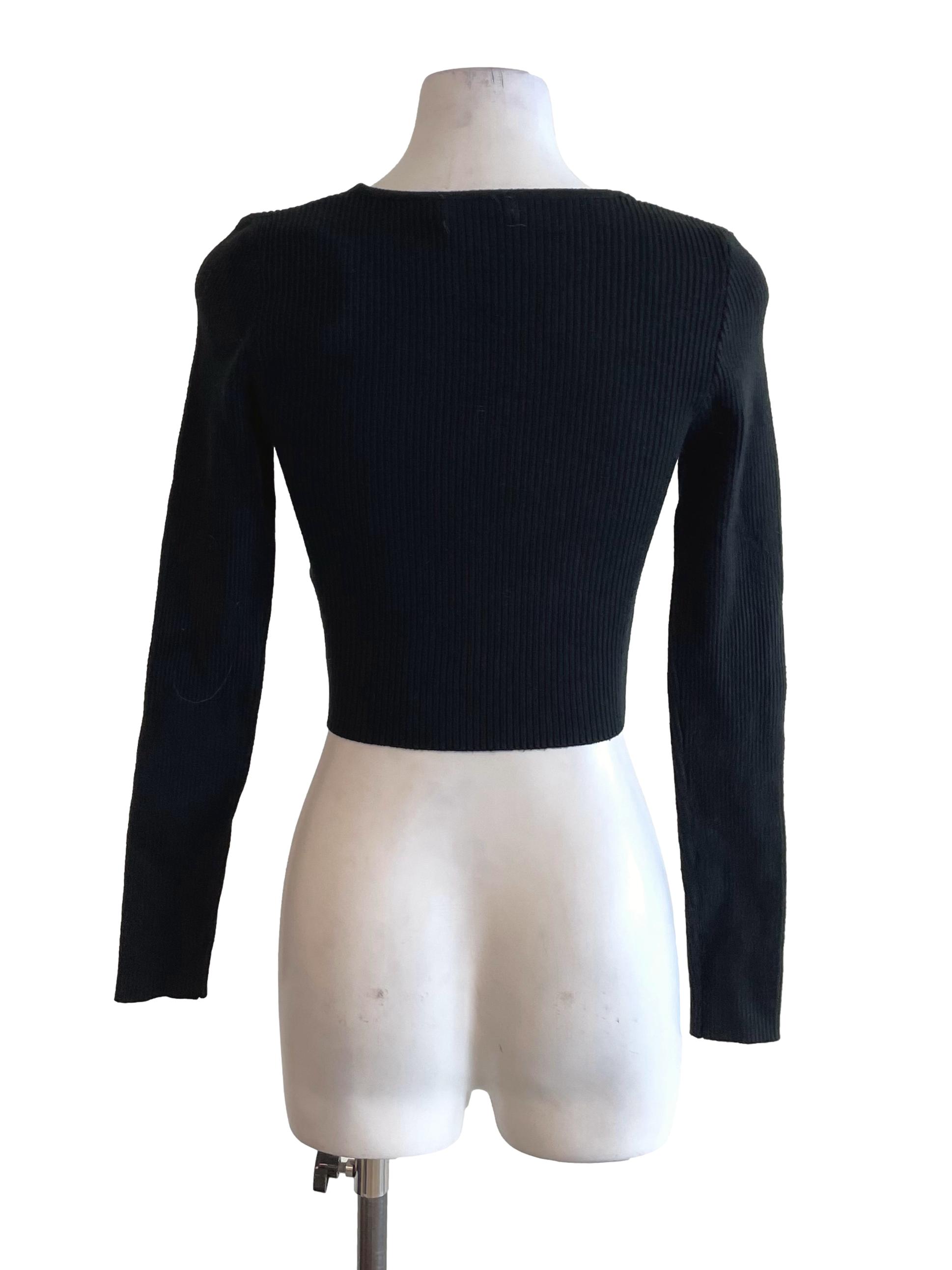 Black Scrunch Knit Top