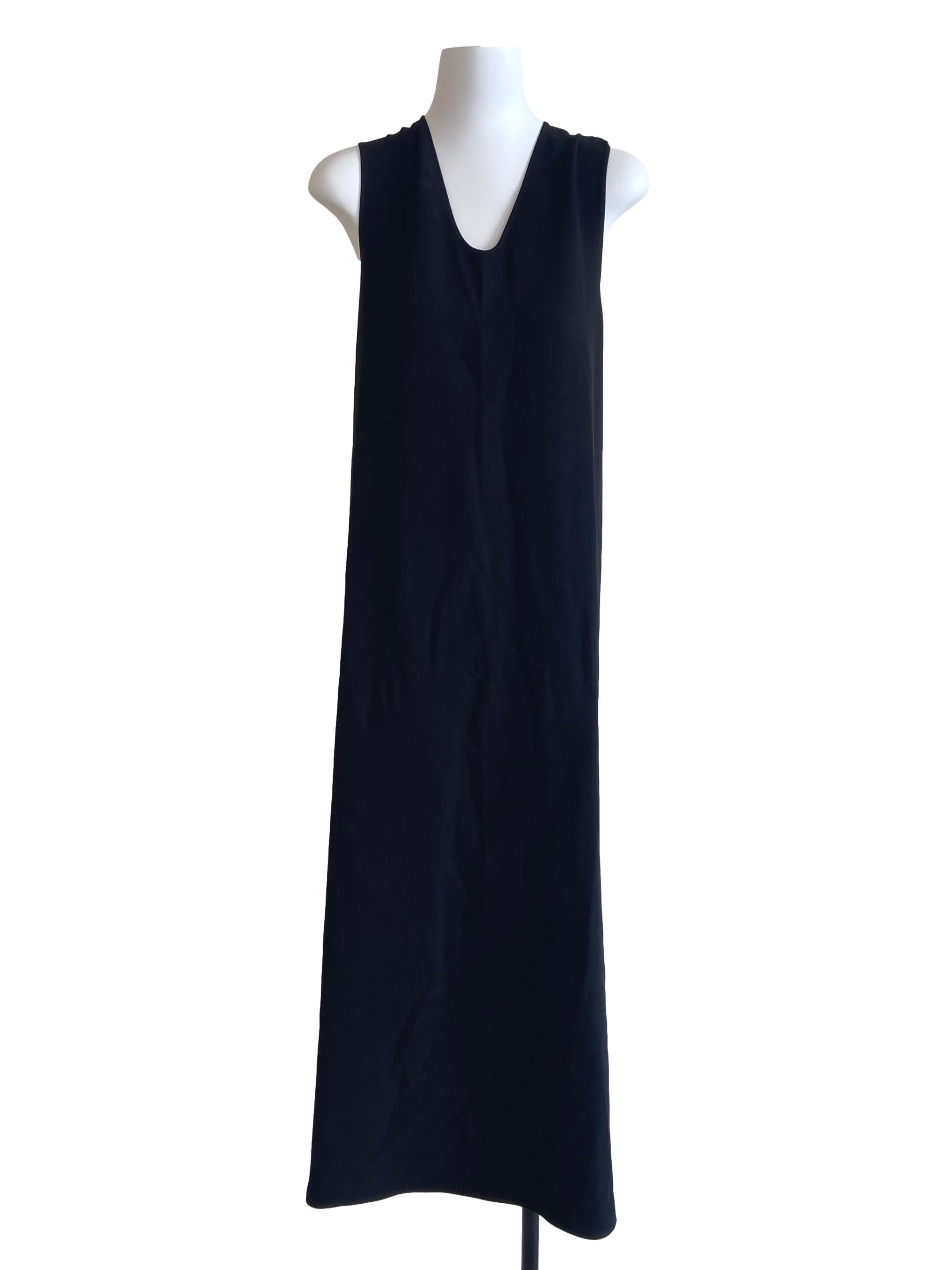 Pitch Black Sleeveless Twill Dress