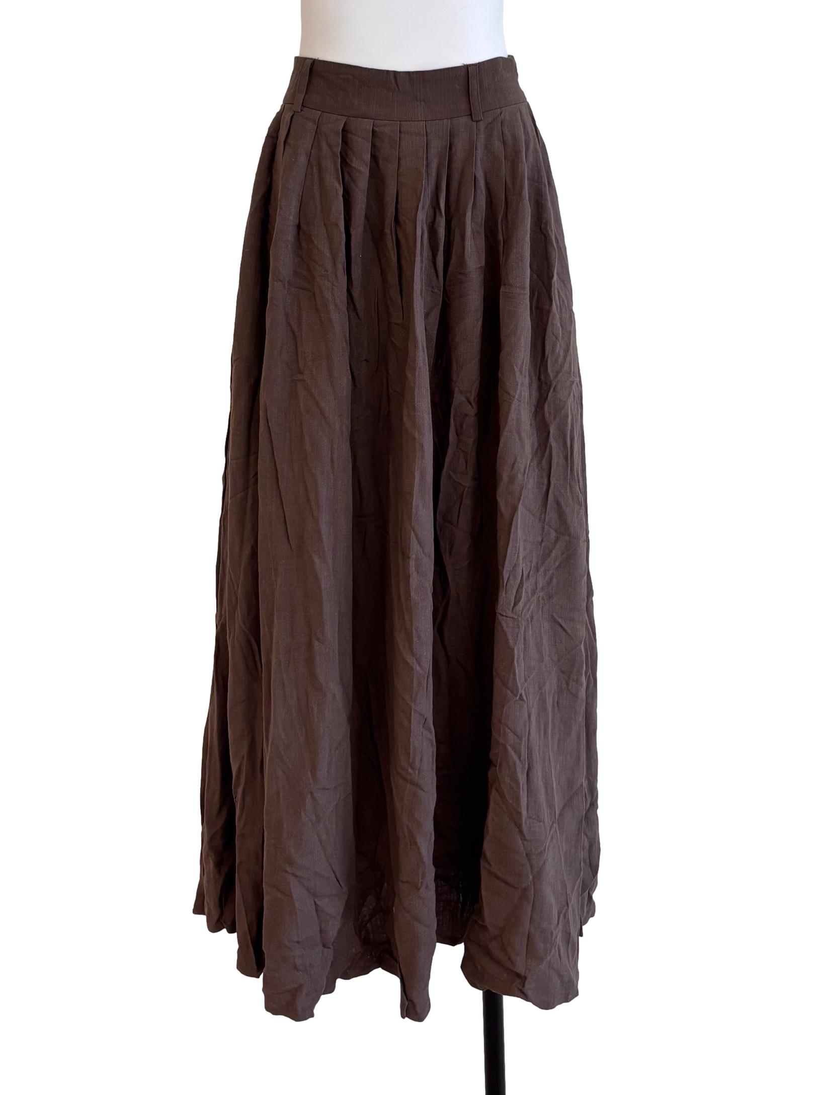 Chocolate Brown Pleated Skirt