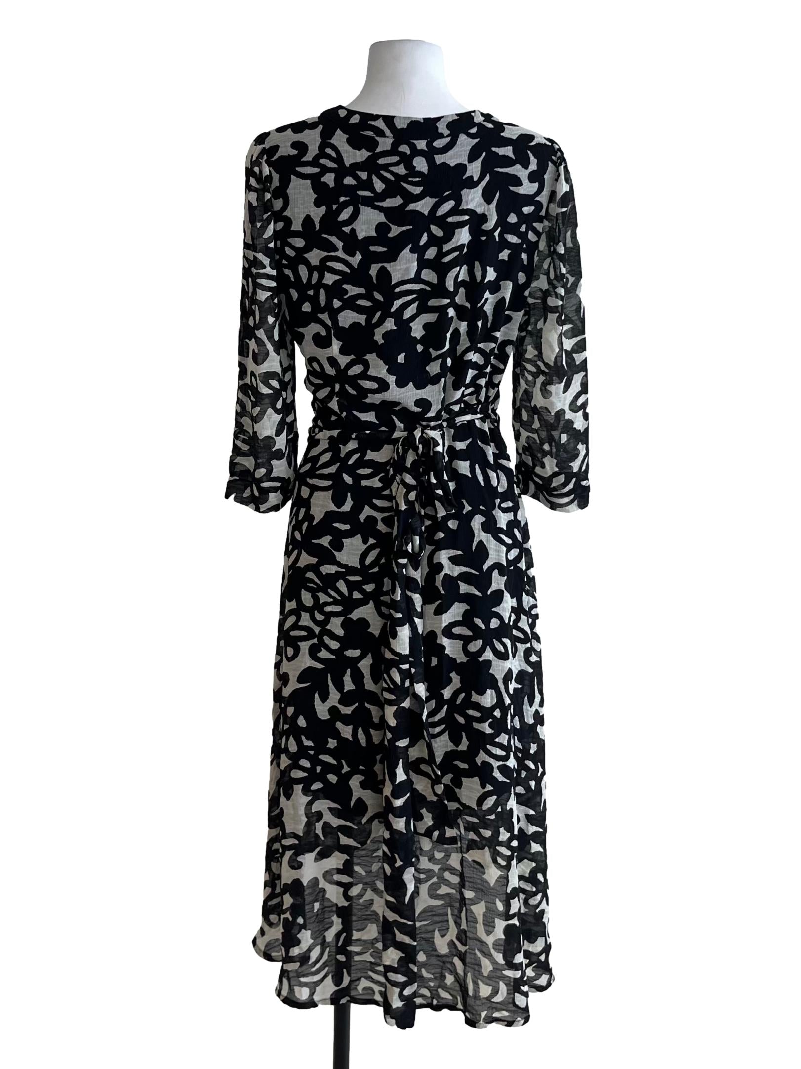 Black Abstract Wrap Dress