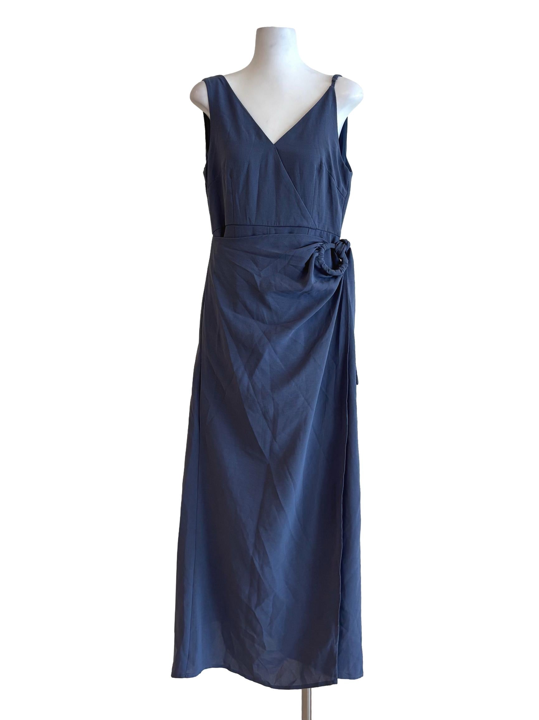 Aegean Blue Sleeveless Wrap Dress YHF