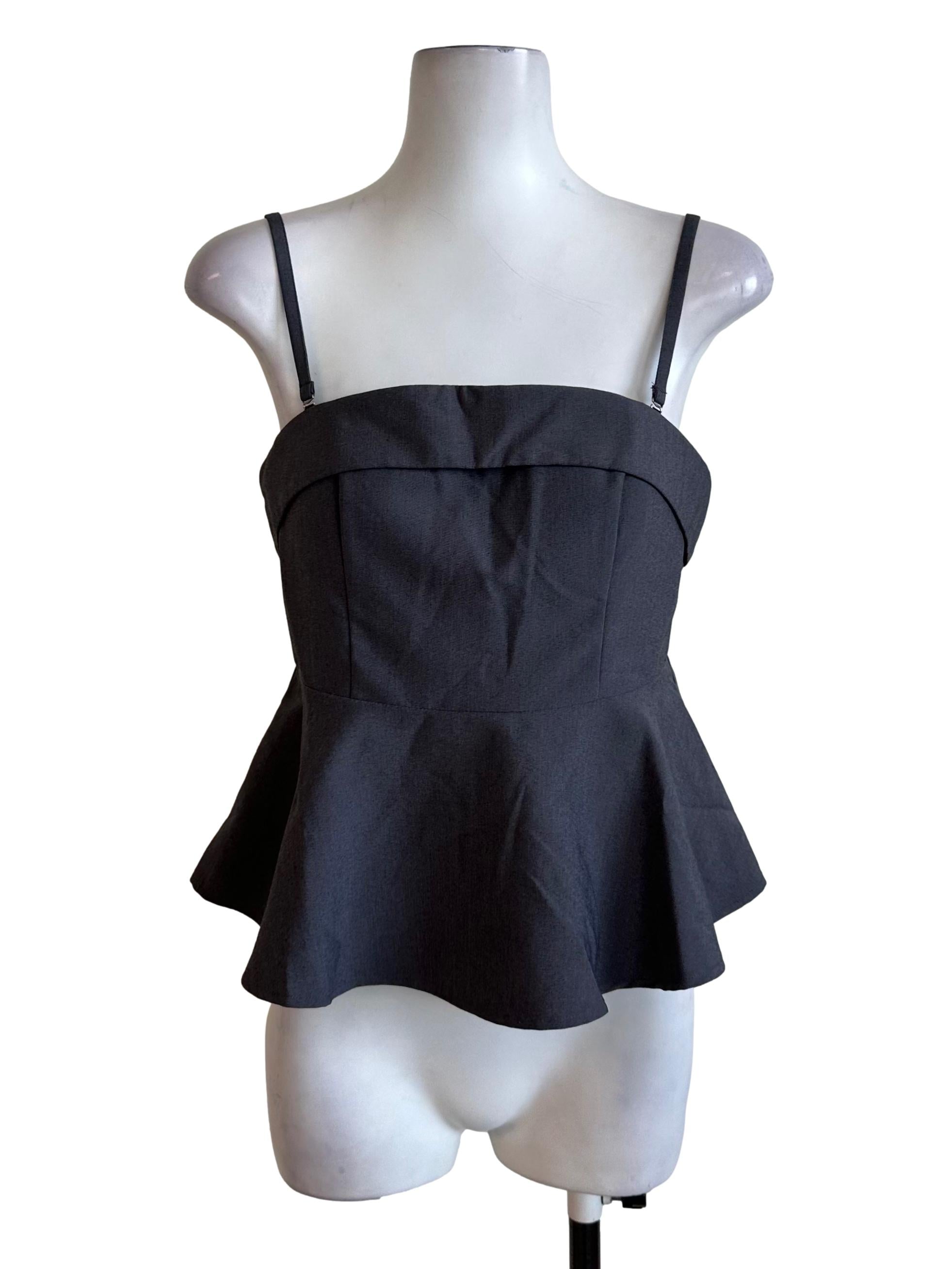 Graphite Grey Spaghetti Strap Peplum Top