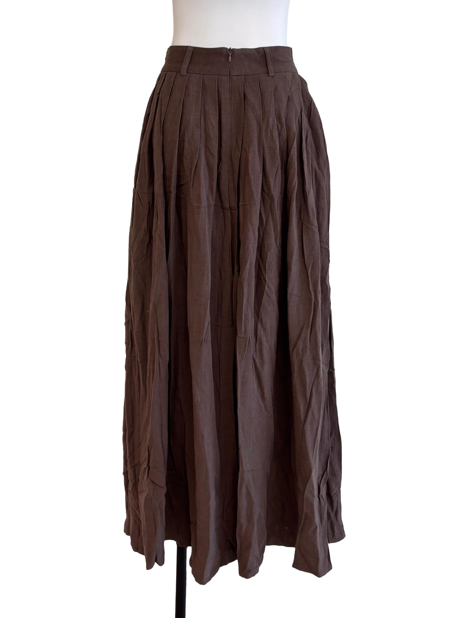 Chocolate Brown Pleated Skirt