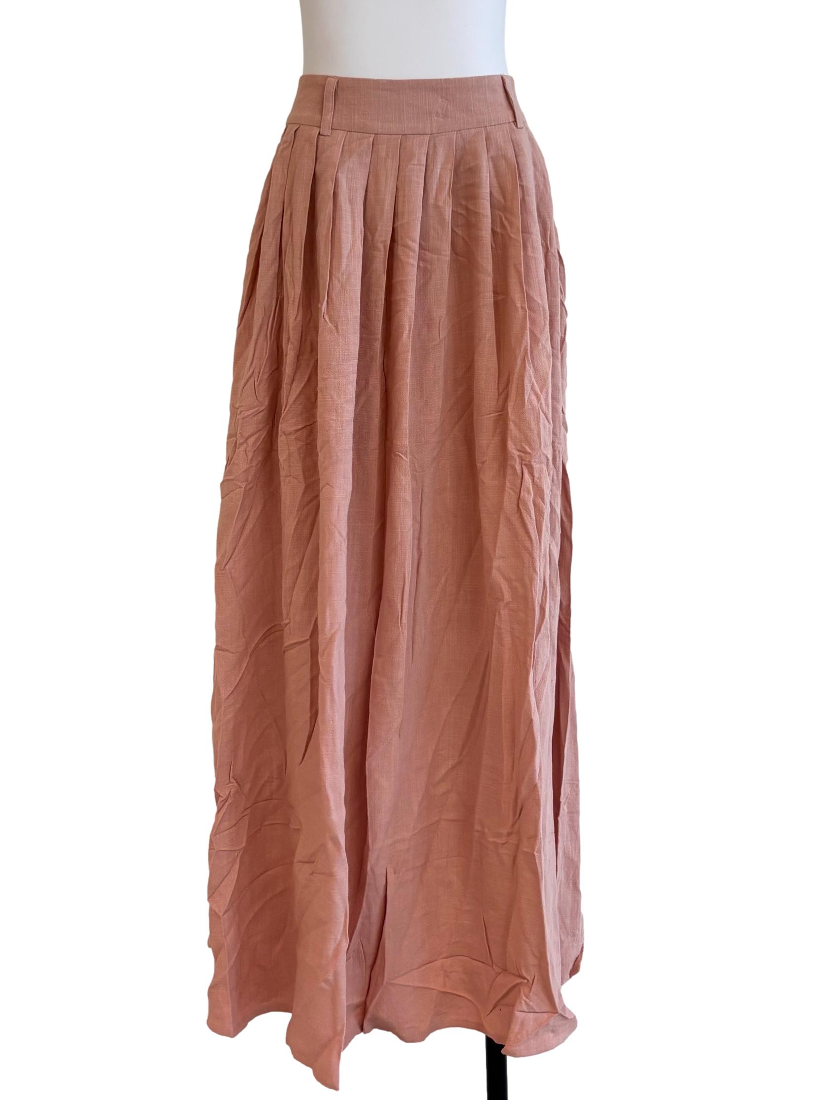 Punch Pink Pleated Skirt