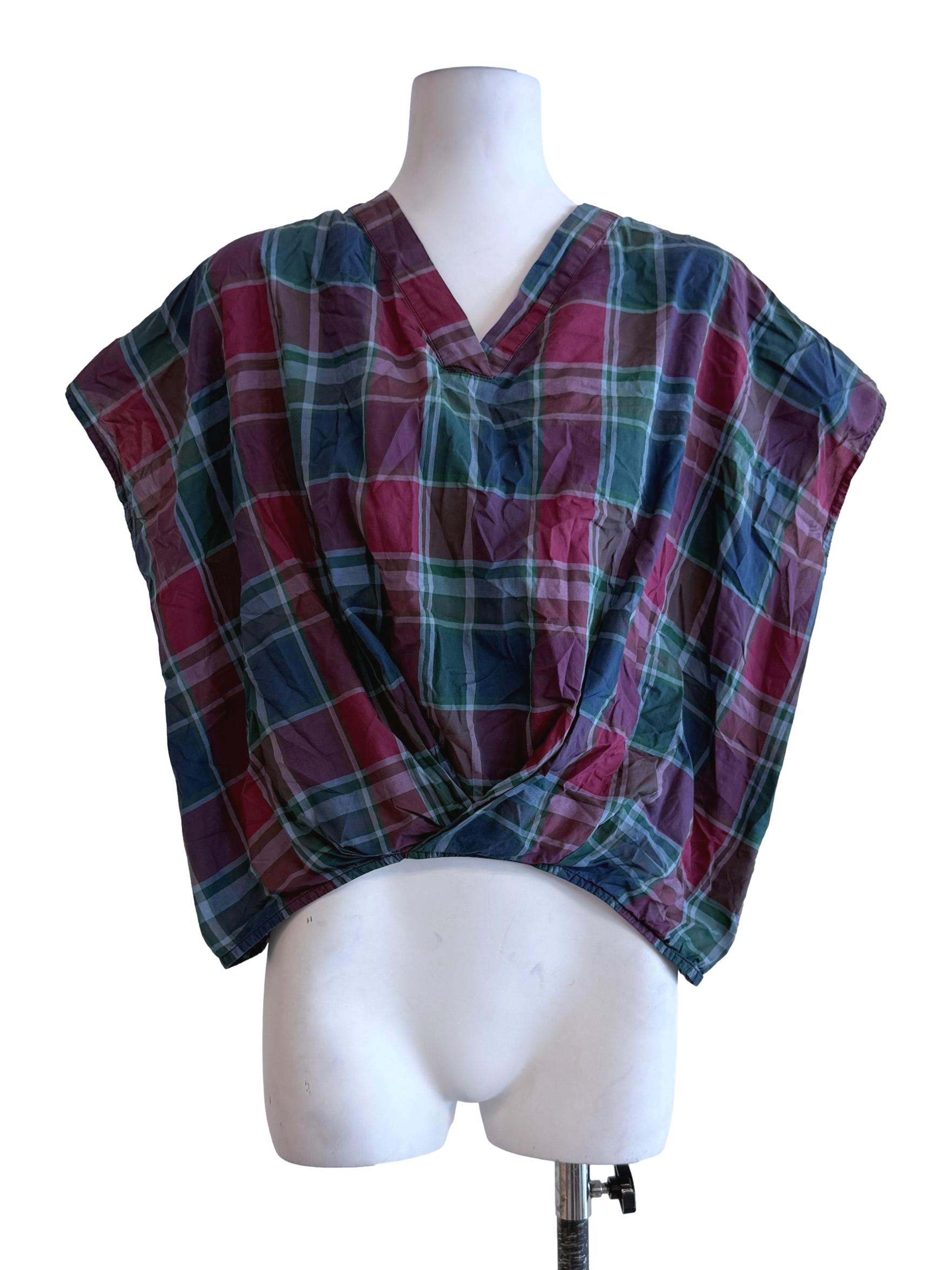 Blue Red Checked Top