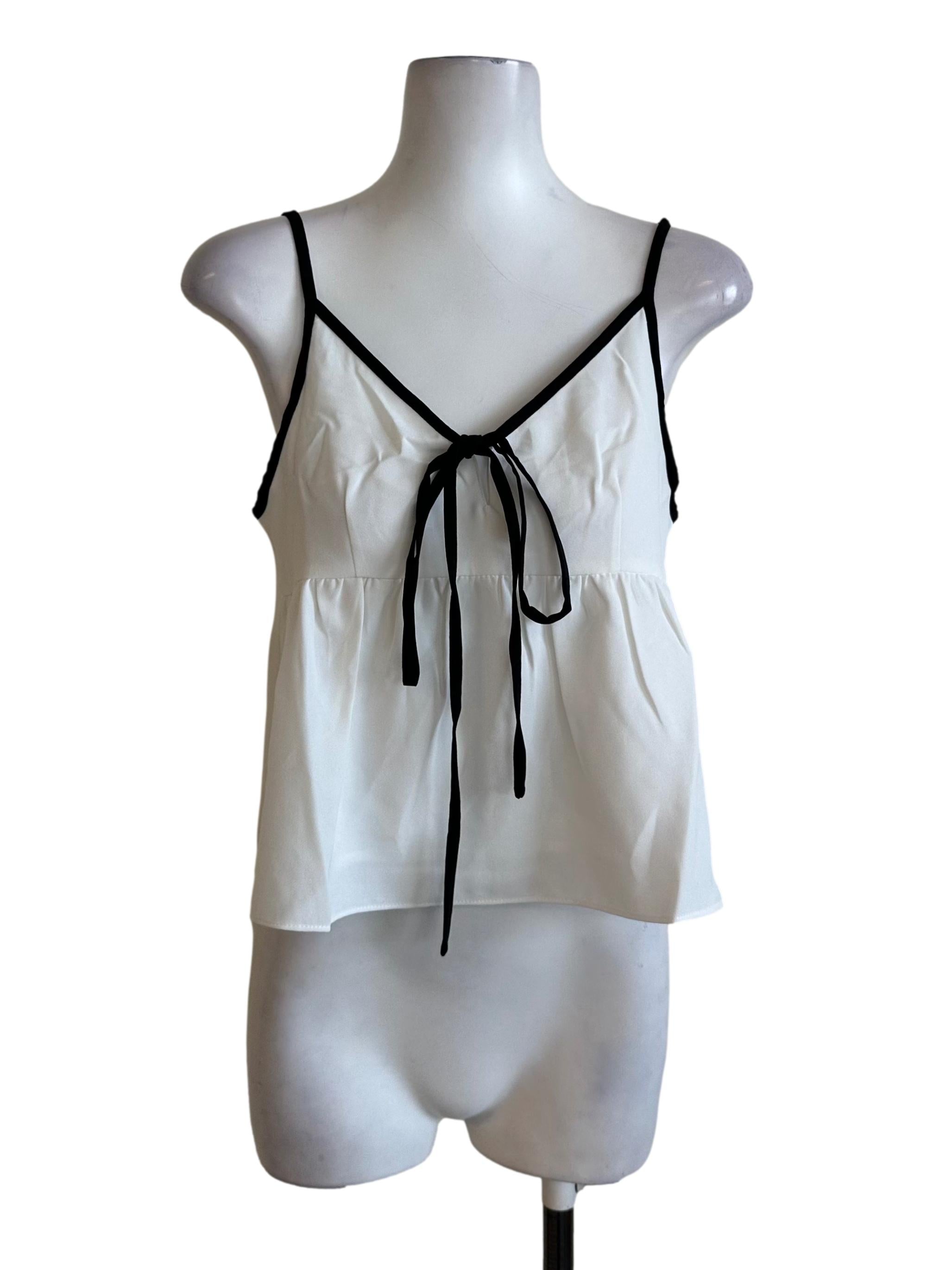 Off White V Neck Peplum Top