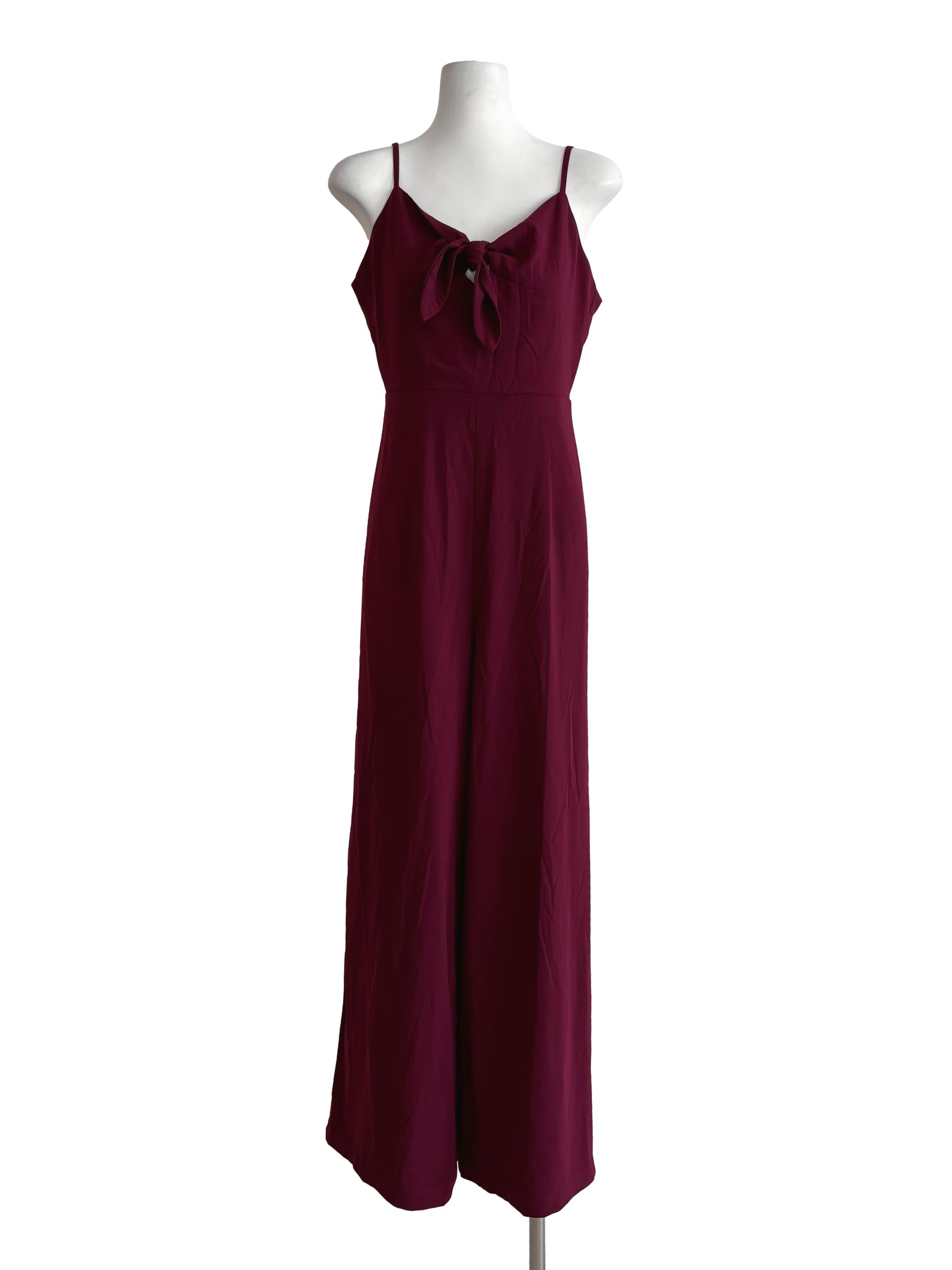 Maroon Front Tie Sleeveless Jumpsuit TTR