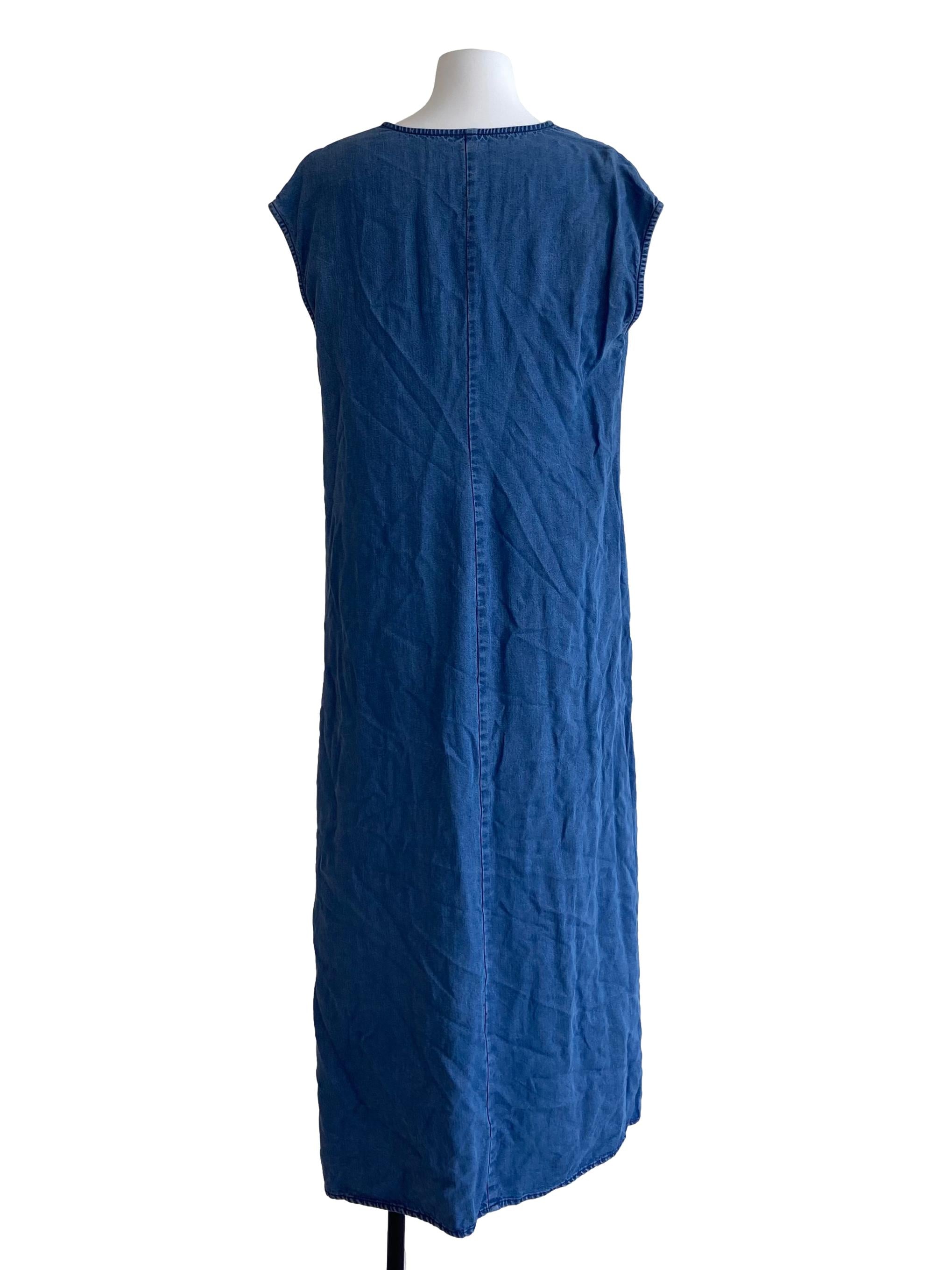 Blue V-Neck Slit Dress