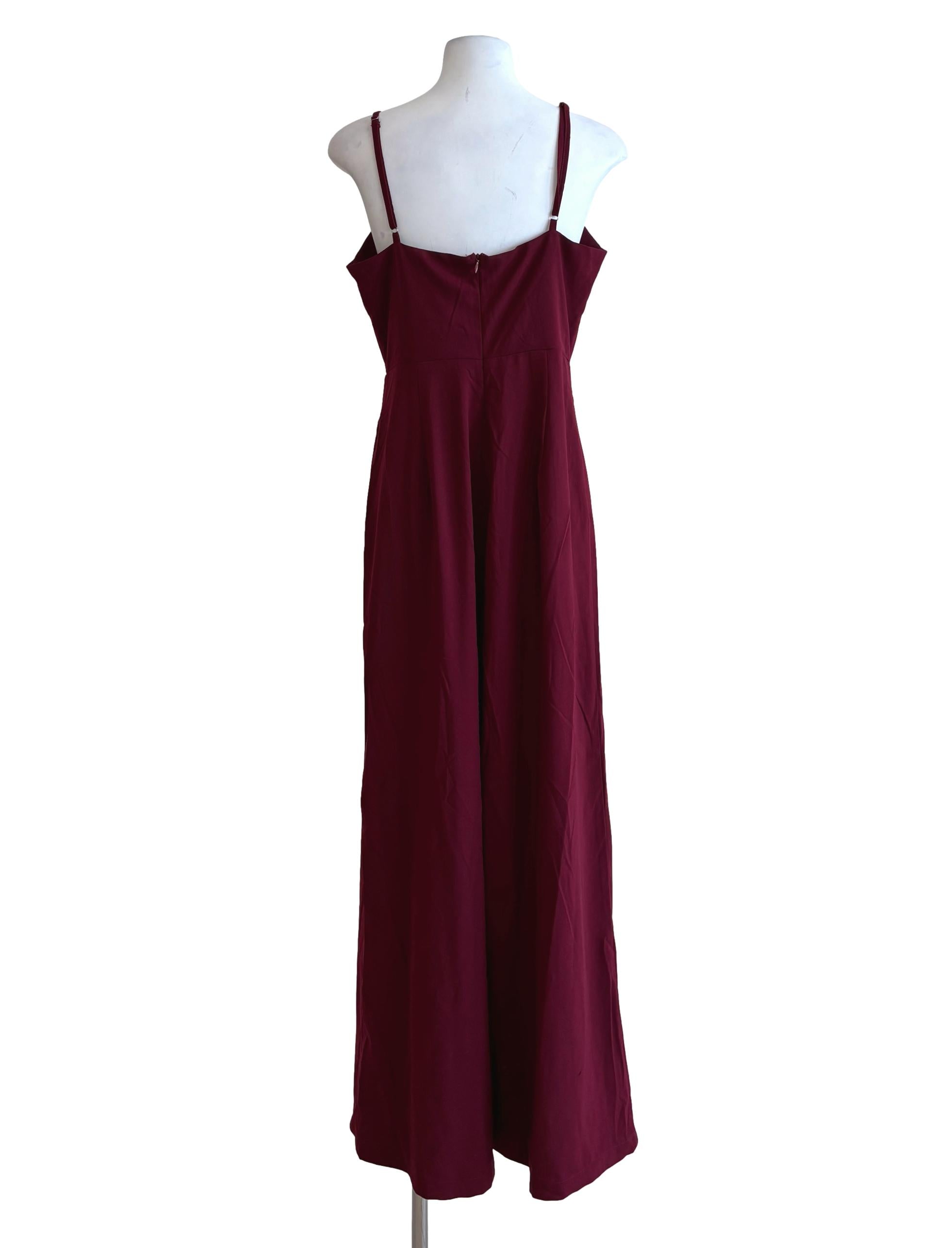 Maroon Front Tie Sleeveless Jumpsuit TTR