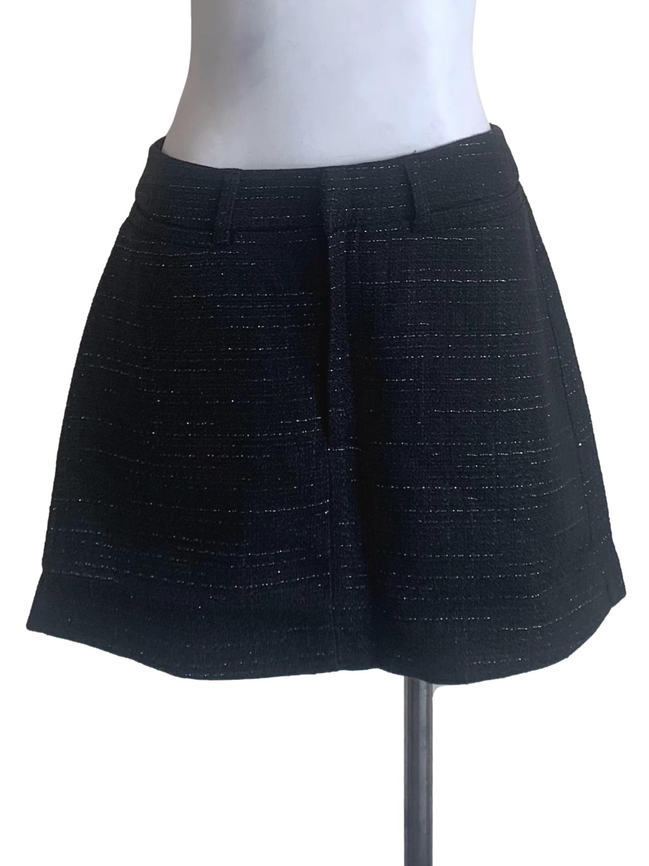 Midnight Black Tweed Skirt