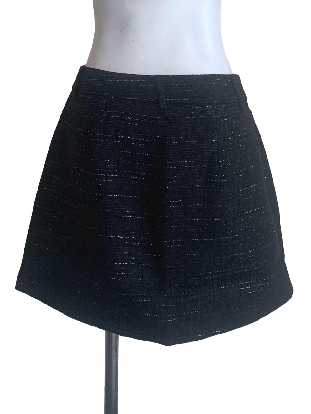 Midnight Black Tweed Skirt