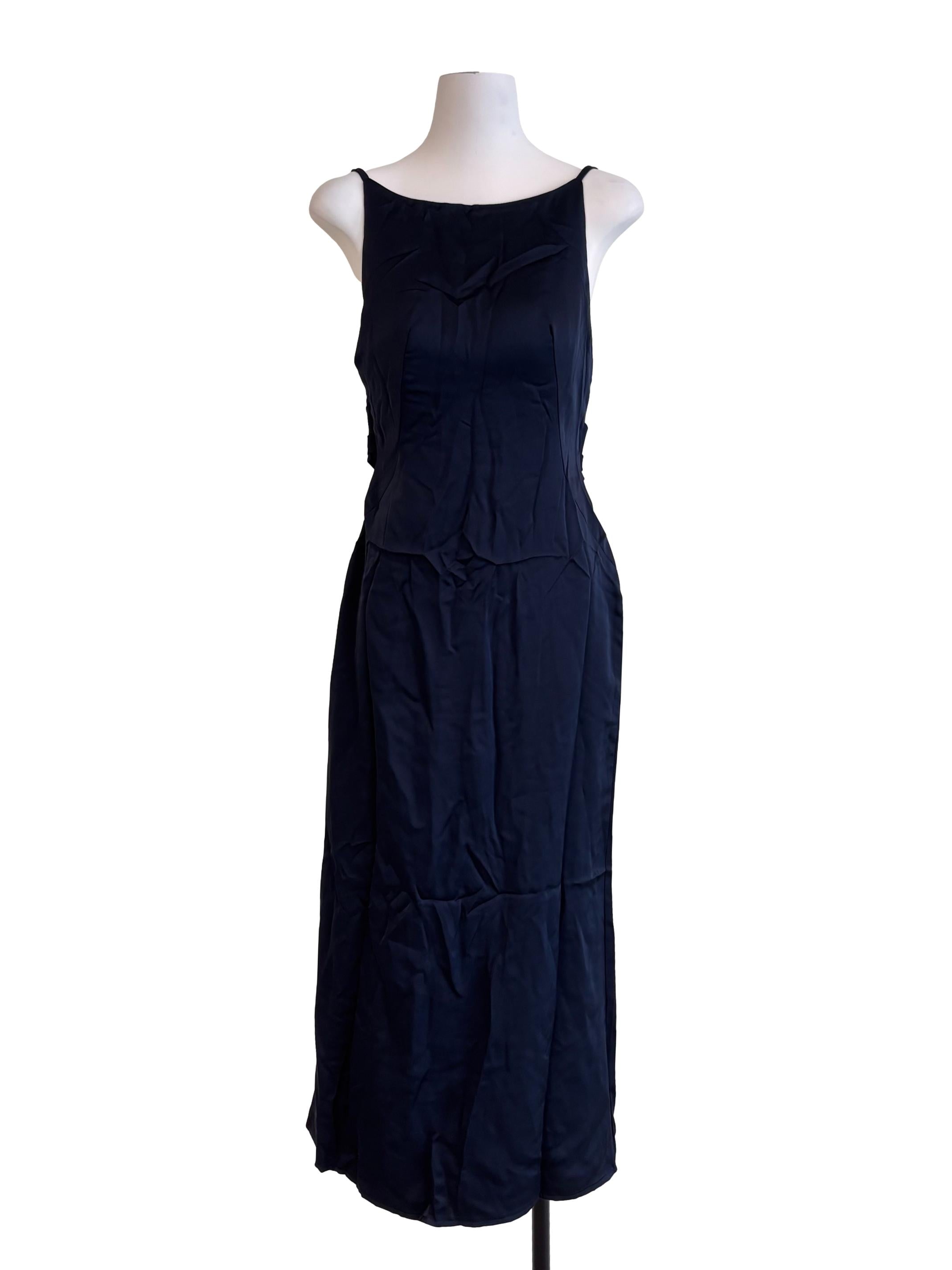Navy Blue Backless Dress